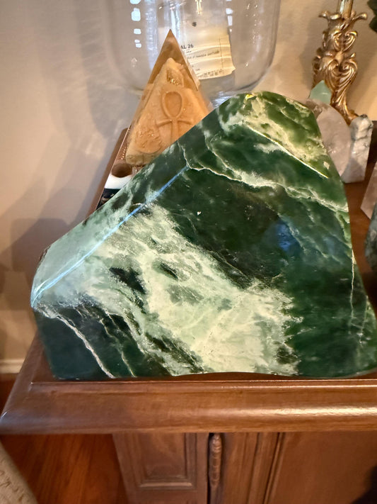 Authentic Nephrite Green Jade Freeform, new, gifts, altar, high vibration premium healing, 7.5”