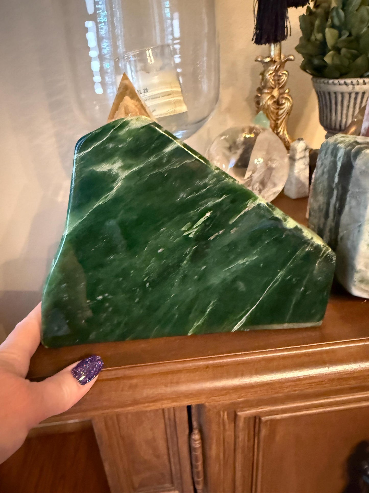 Authentic Nephrite Green Jade Freeform, new, gifts, altar, high vibration premium healing, 7.5”