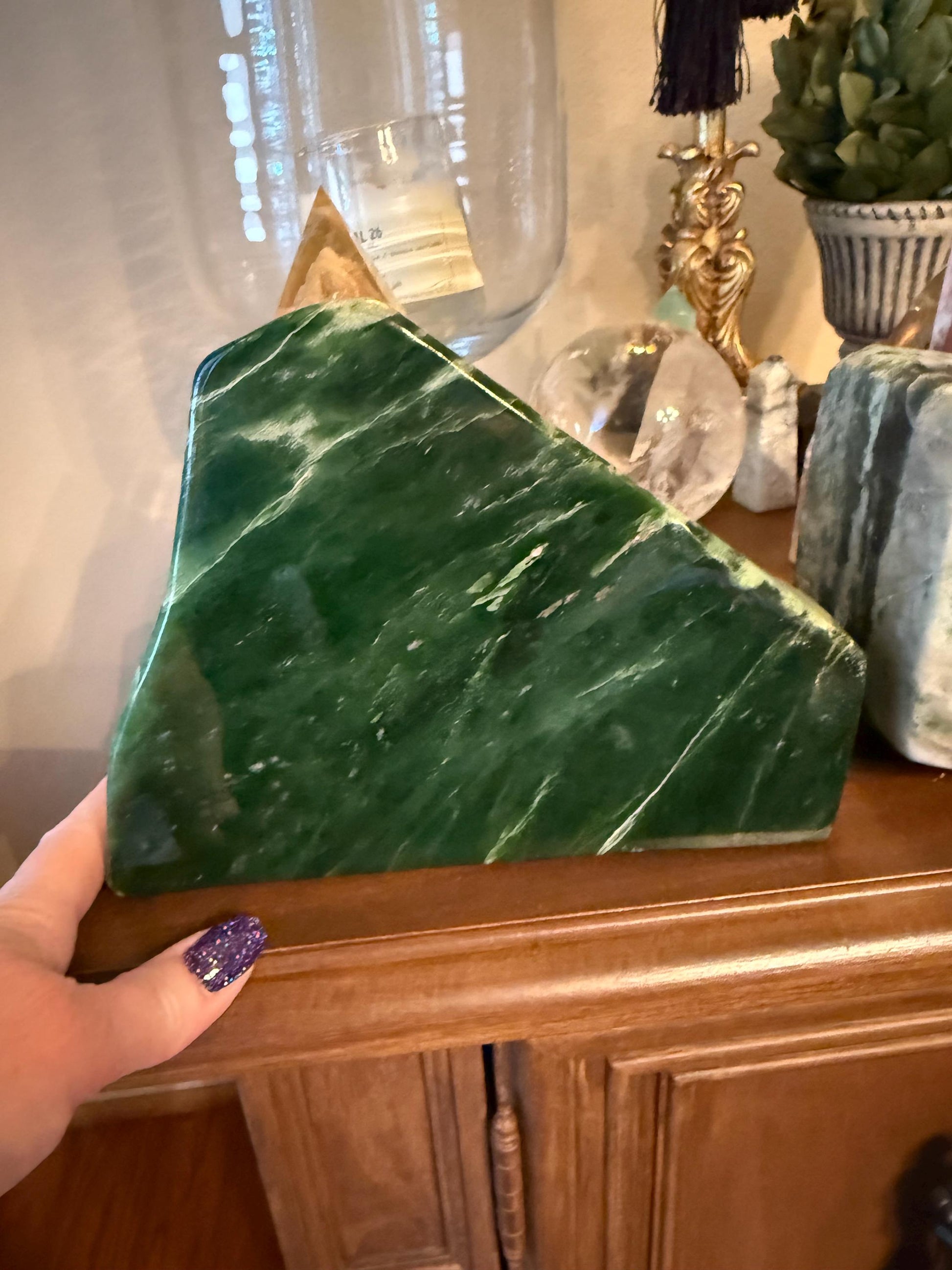 Authentic Nephrite Green Jade Freeform, new, gifts, altar, high vibration premium healing, 7.5”