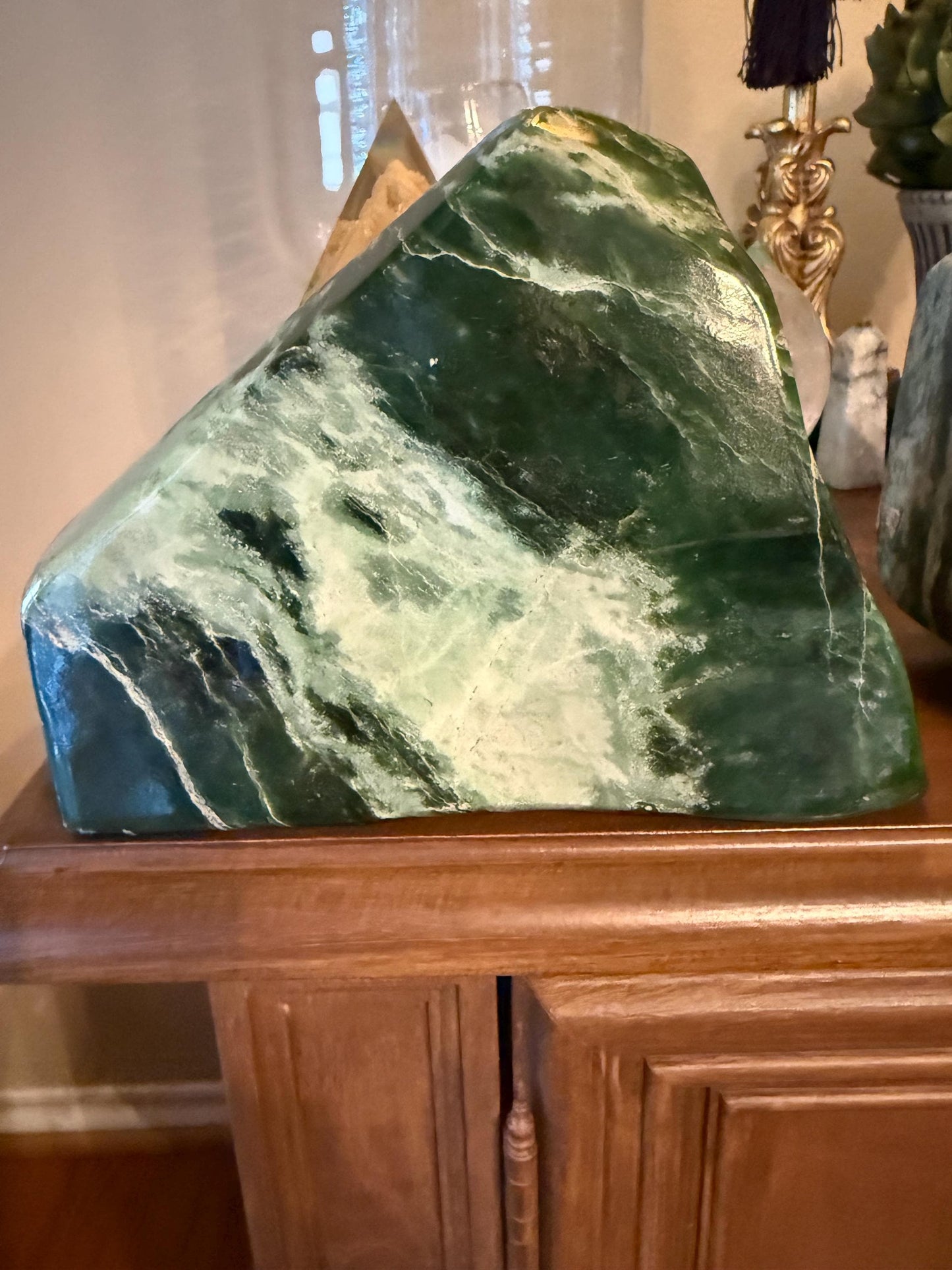 Authentic Nephrite Green Jade Freeform, new, gifts, altar, high vibration premium healing, 7.5”