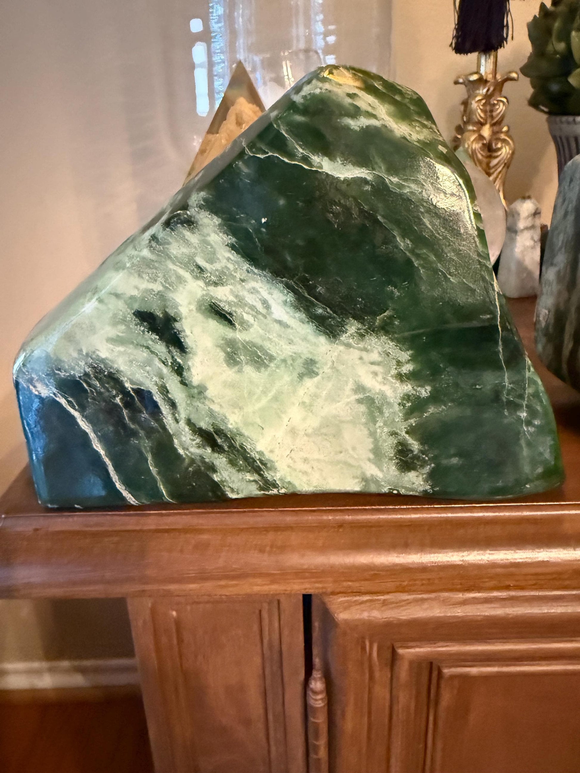 Authentic Nephrite Green Jade Freeform, new, gifts, altar, high vibration premium healing, 7.5”