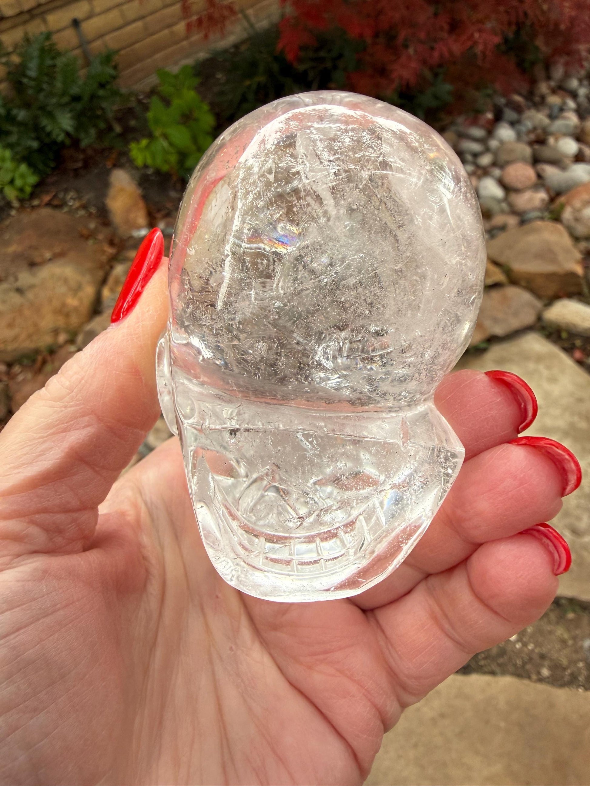 Lemurian Quartz stunning skull carving, high vibration crystals, altar, 3”