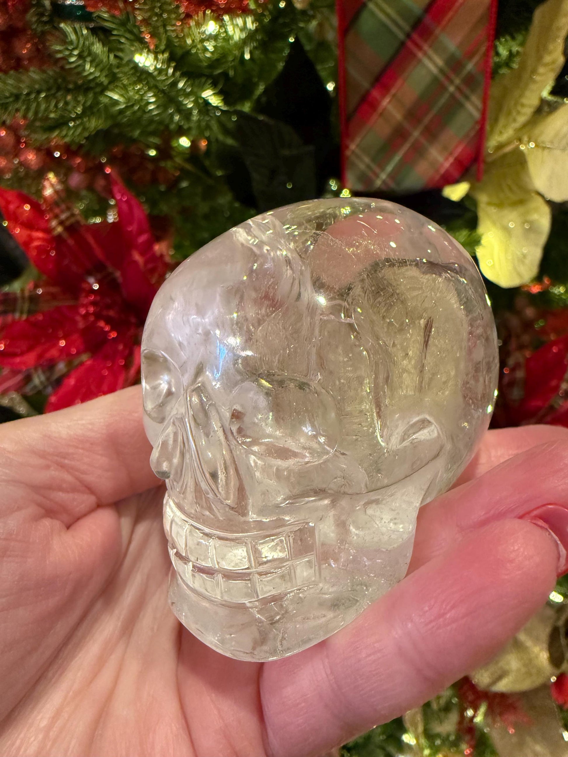 Lemurian Quartz stunning skull carving, high vibration crystals, altar, 3”