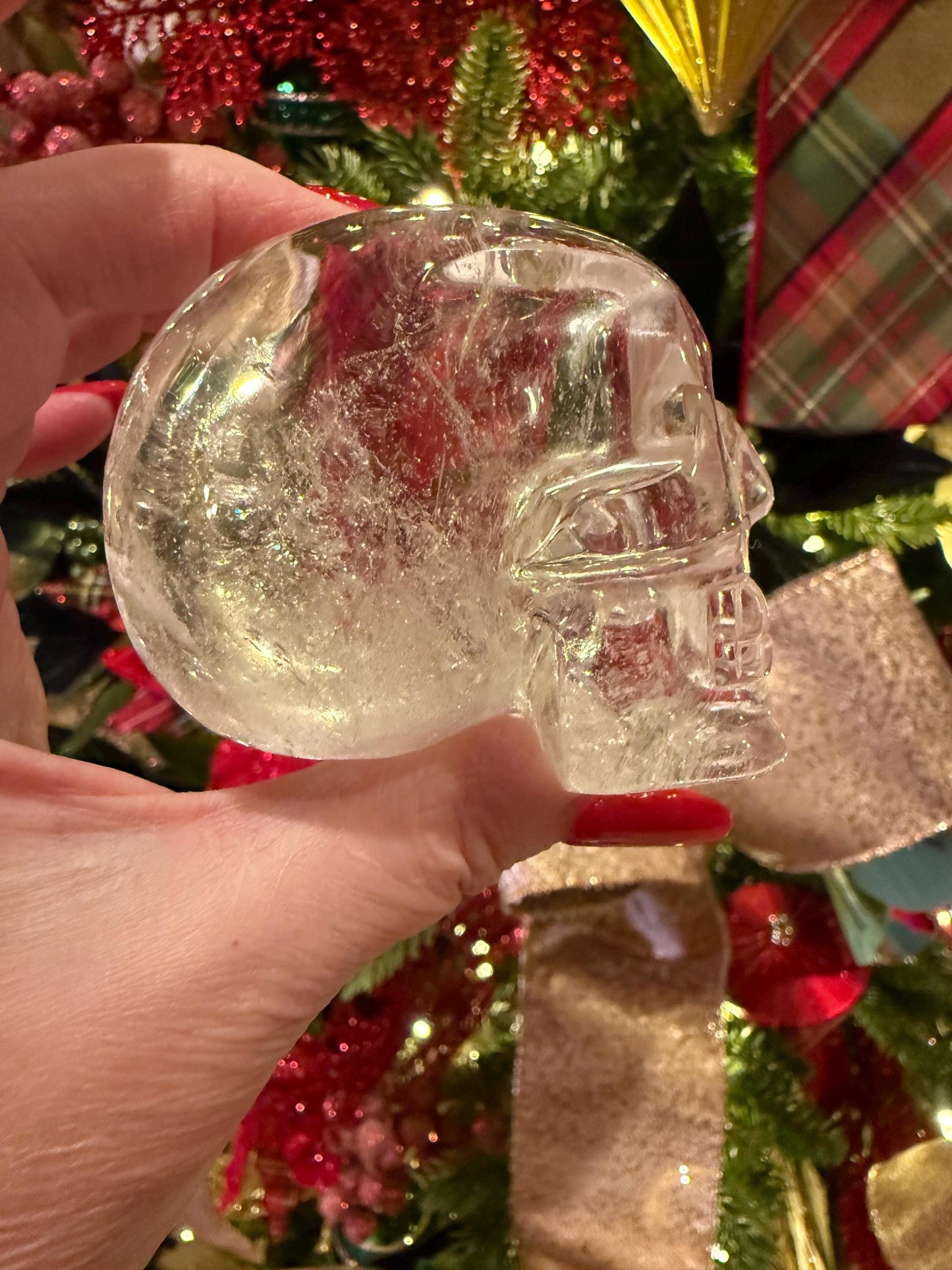 Lemurian Quartz stunning skull carving, high vibration crystals, altar, 3”