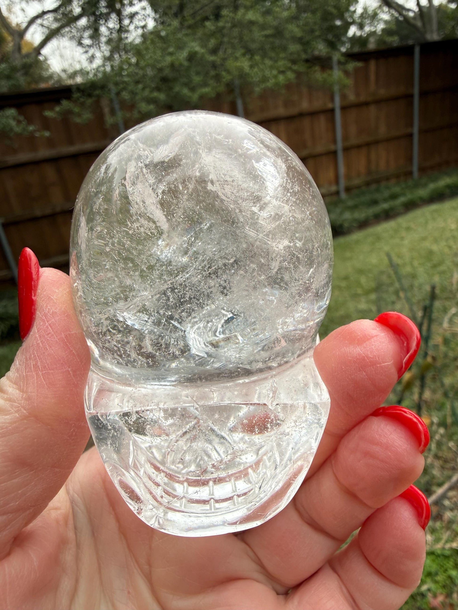 Lemurian Quartz stunning skull carving, high vibration crystals, altar, 3”