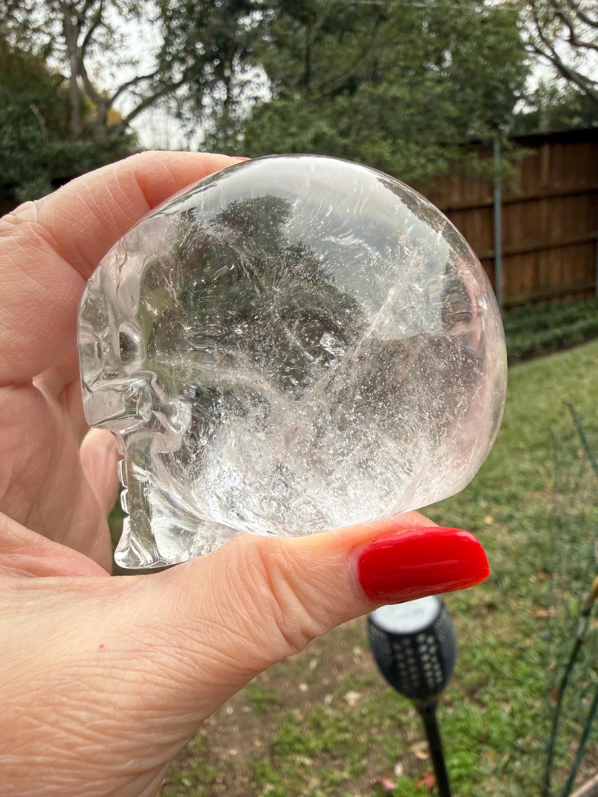 Lemurian Quartz stunning skull carving, high vibration crystals, altar, 3”