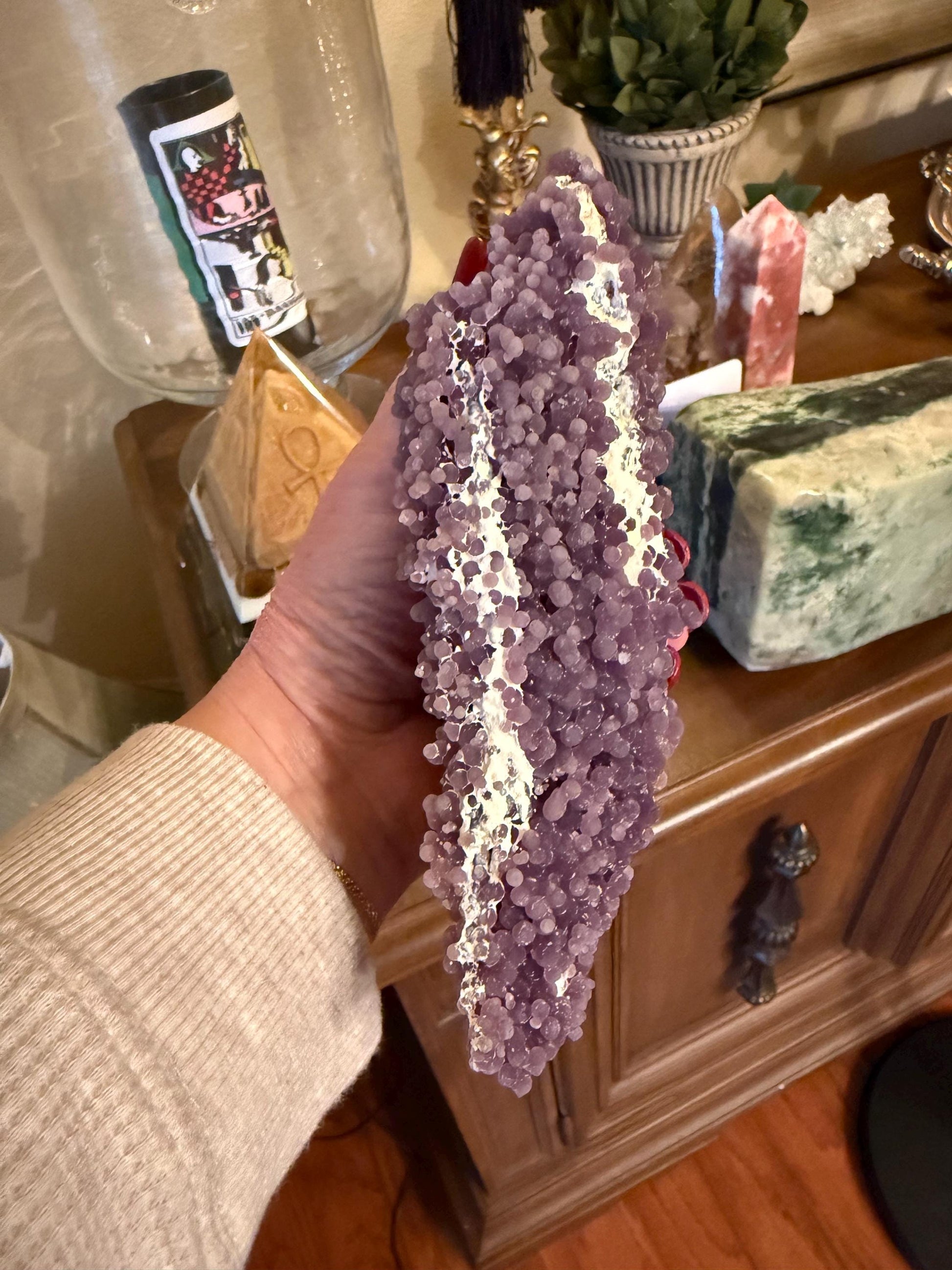 Sparkly Grape Agate Cluster Bed, gift, altar, statement piece, new, high vibration crystals, 6.5”