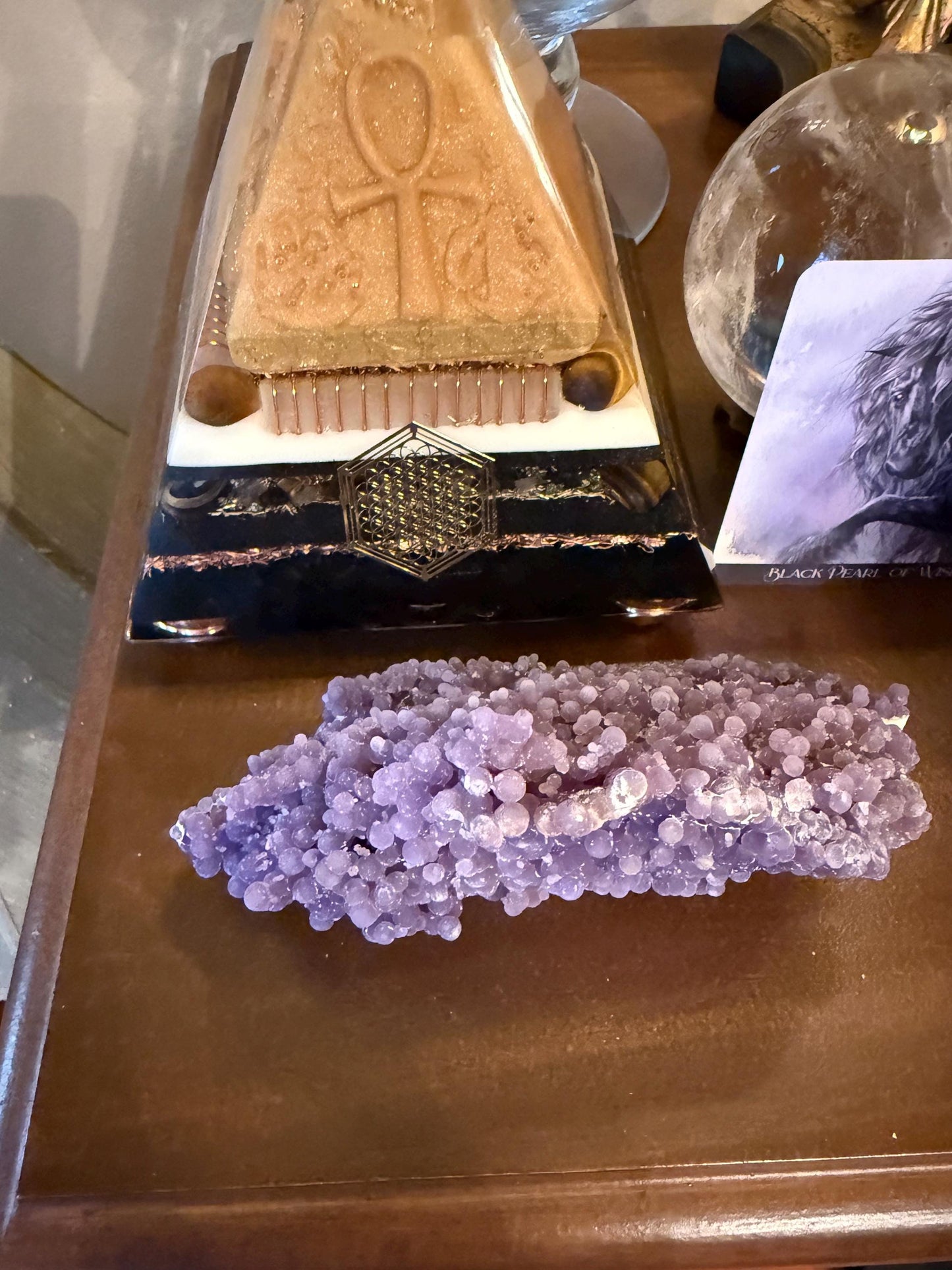 Sparkly Grape Agate Cluster Bed, gift, altar, statement piece, new, high vibration crystals, 6.5”