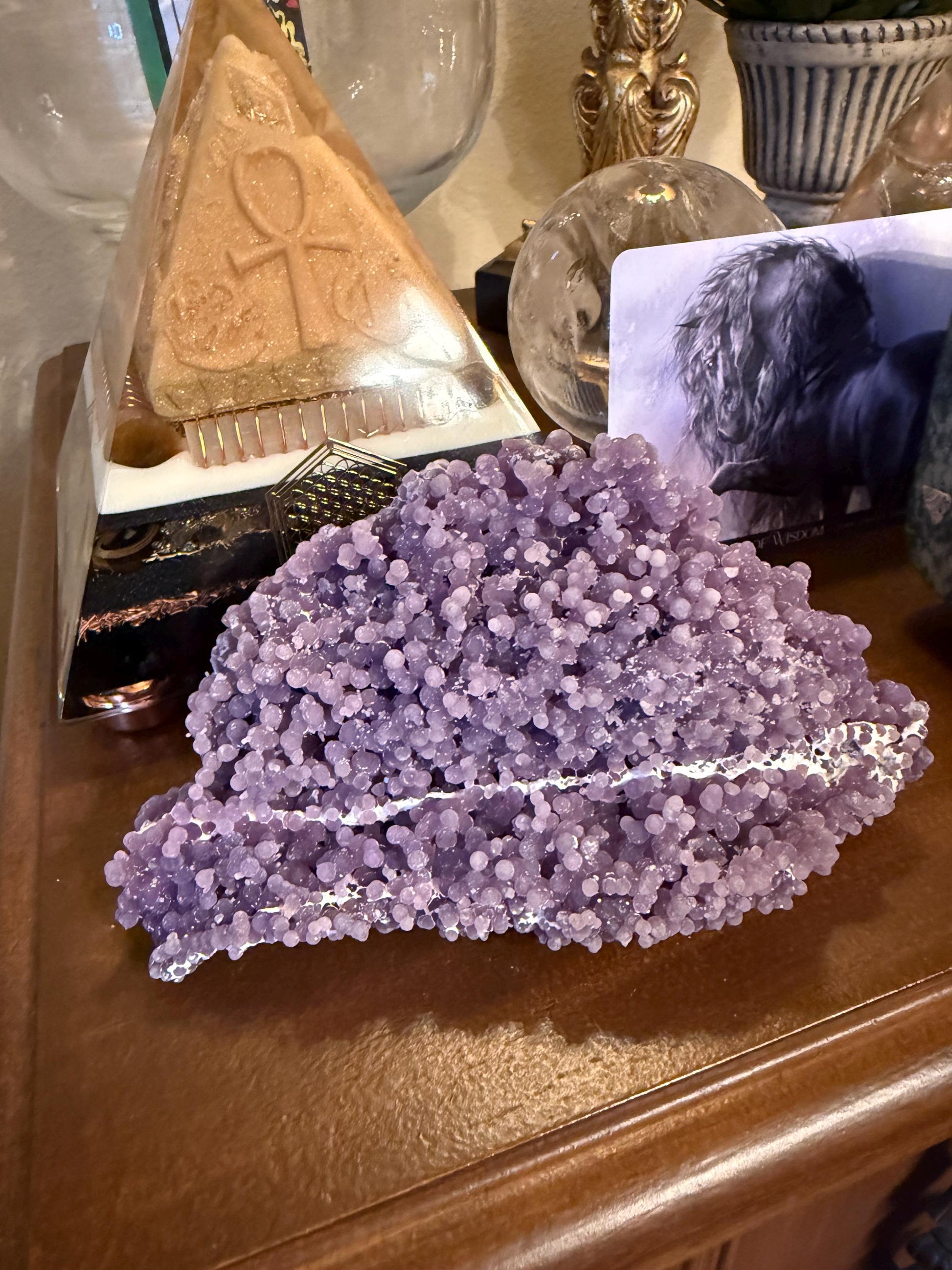 Sparkly Grape Agate Cluster Bed, gift, altar, statement piece, new, high vibration crystals, 6.5”