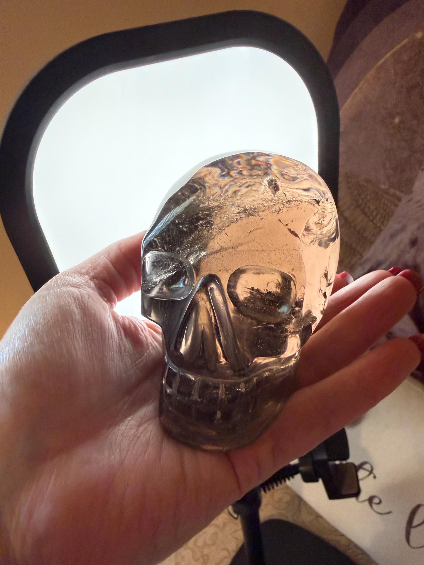 Private Collection - St. Michael: Smoky Lemurian Quartz Skull, stunning carving, high vibration crystals, altar, 3.5”