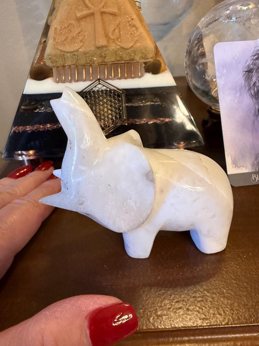 Merlinite Dendritic Agate Elephant, New, Crystal Healing, Tarot, High Vibration Crystals, 3.5”