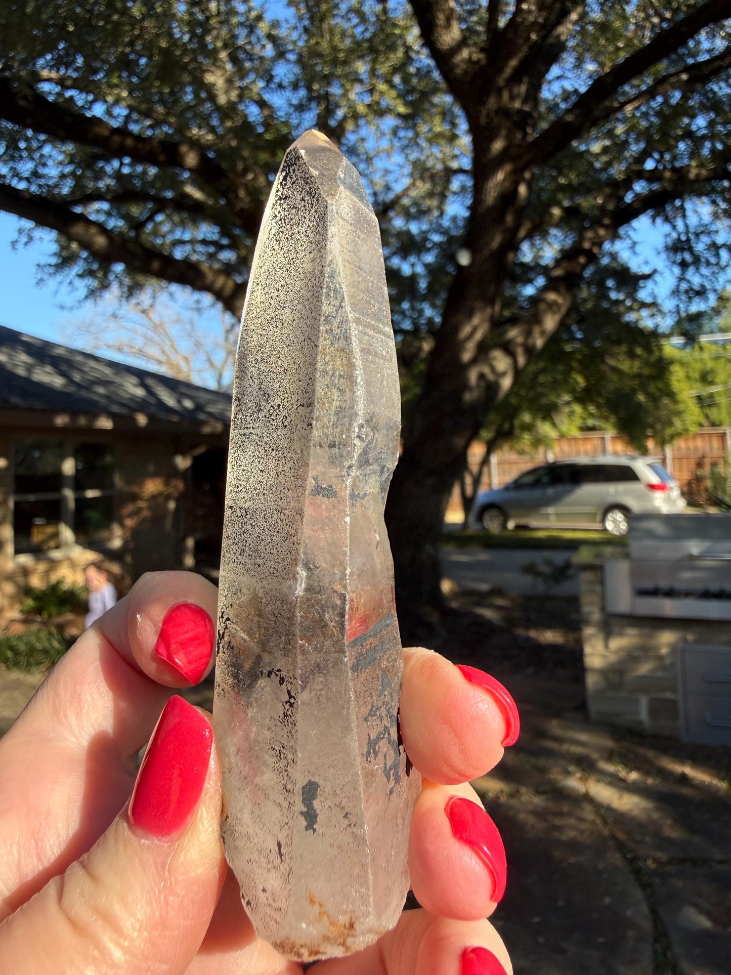 Purple Dragon Lemurian Wand, new, high quality, striations, crystal healing, 4.25”, hematite, premium
