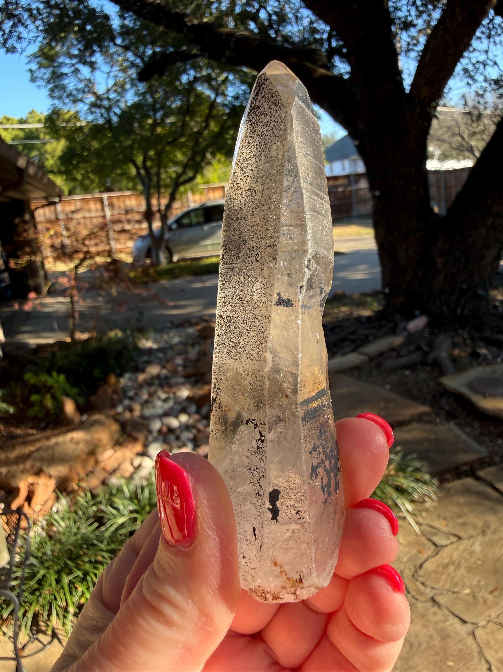 Purple Dragon Lemurian Wand, new, high quality, striations, crystal healing, 4.25”, hematite, premium