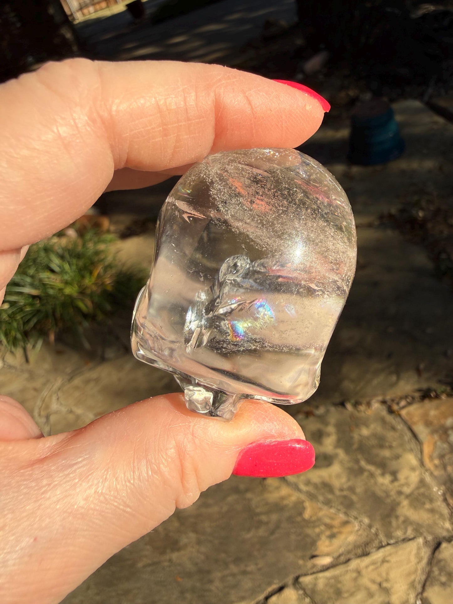 Lemurian Quartz stunning skull carving, high vibration crystals, altar, 2.25”