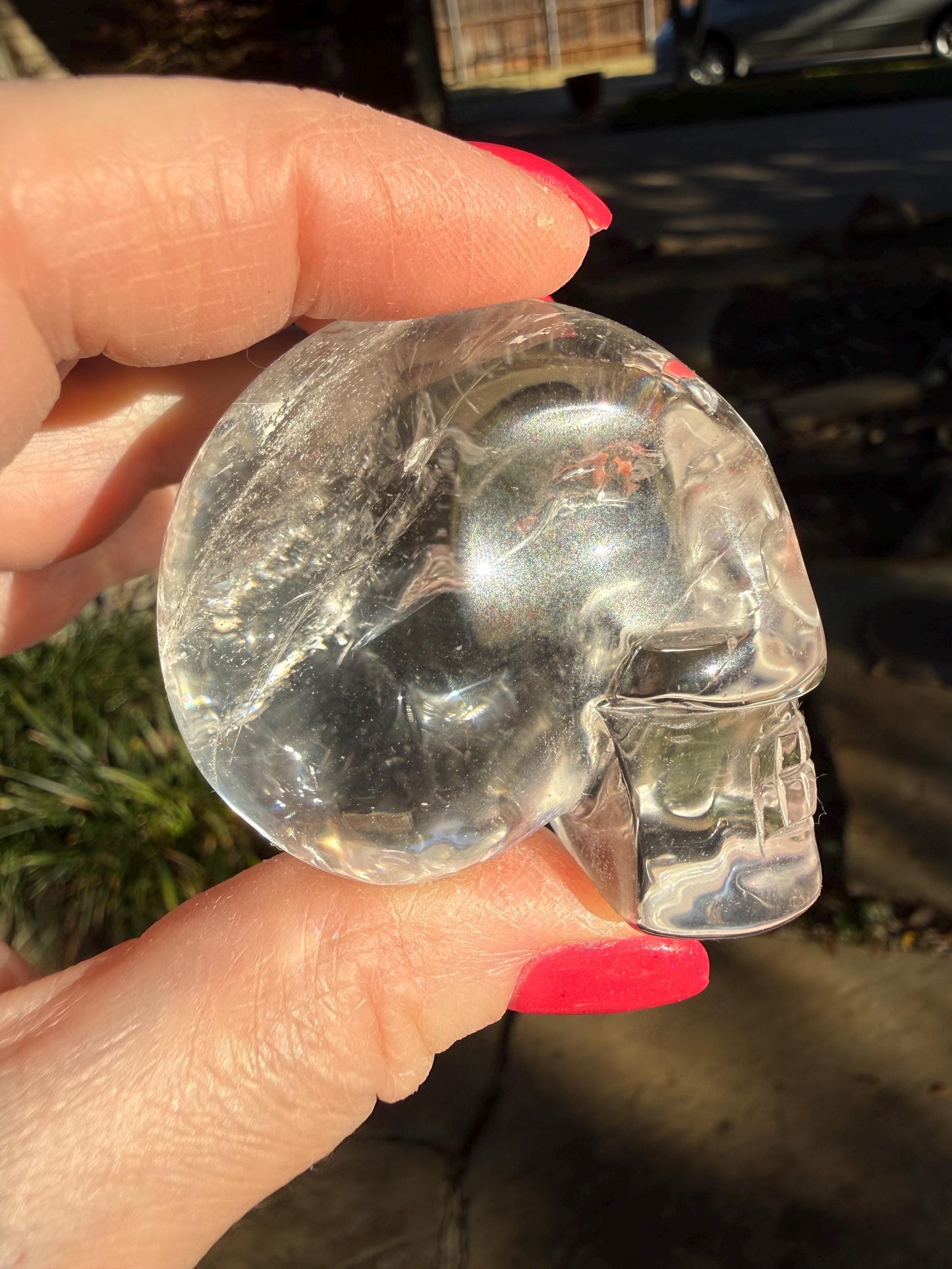 Lemurian Quartz stunning skull carving, high vibration crystals, altar, 2.25”