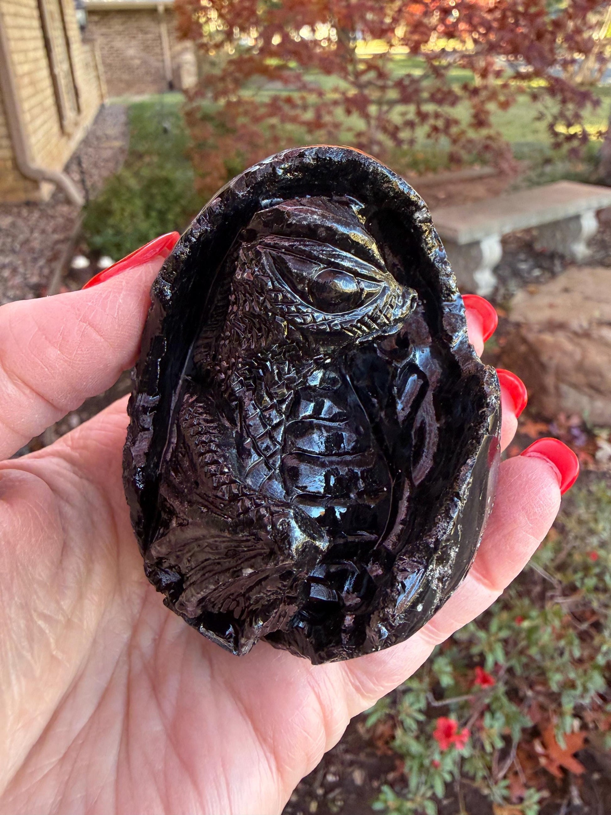Very Rare Agni Manitite Tektite Dragon Egg 3”, beautifully carved, crystal healing, premium crystals