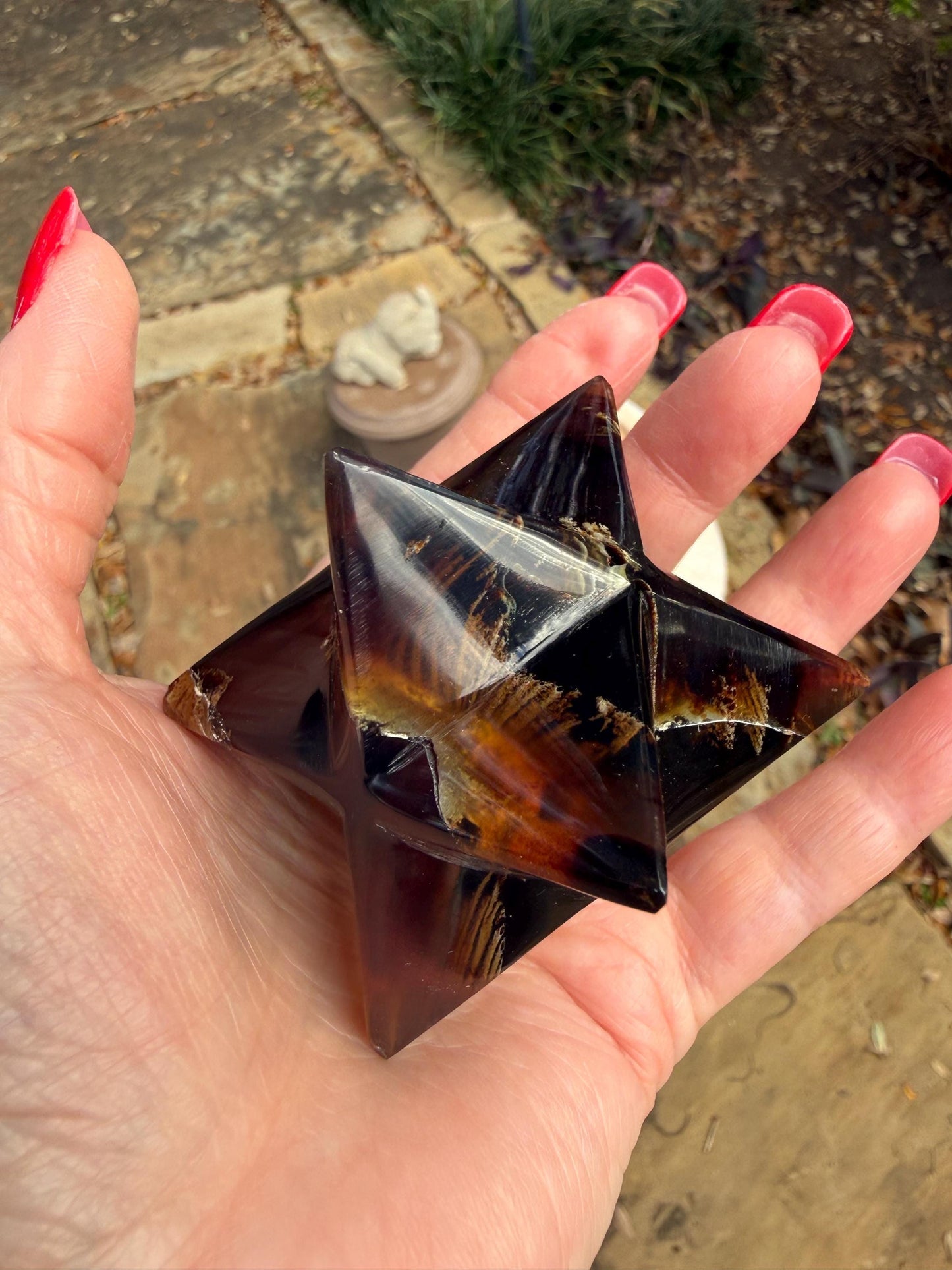 Rare Brown Amber Merkaba, Glorious Beautiful Amazing Color, altar, gift, new, 3”, healing crystals