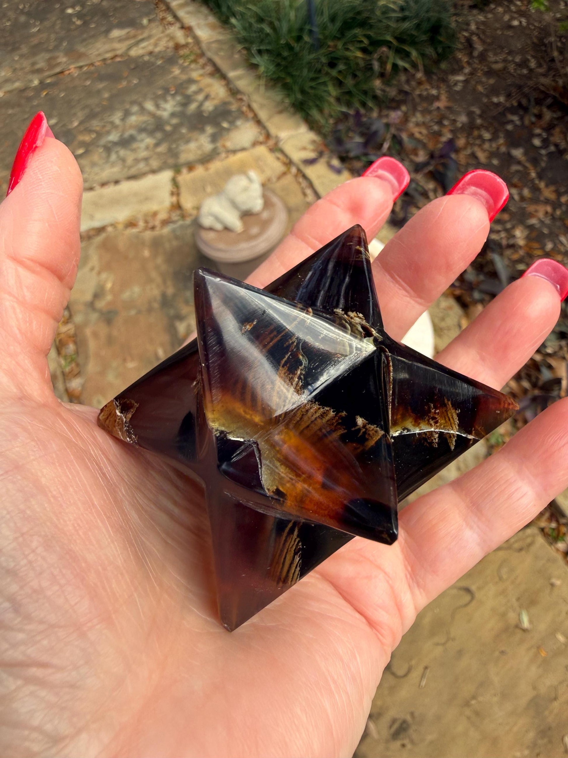 Rare Brown Amber Merkaba, Glorious Beautiful Amazing Color, altar, gift, new, 3”, healing crystals