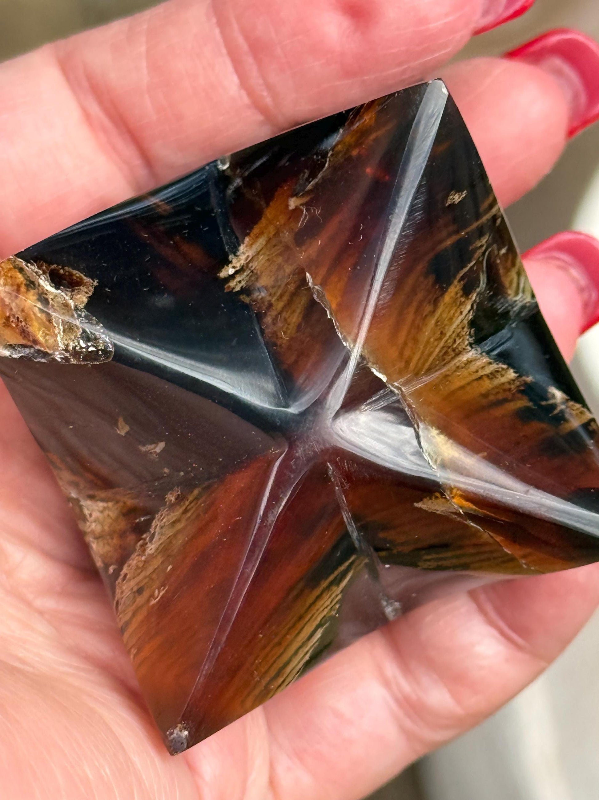 Rare Brown Amber Merkaba, Glorious Beautiful Amazing Color, altar, gift, new, 3”, healing crystals