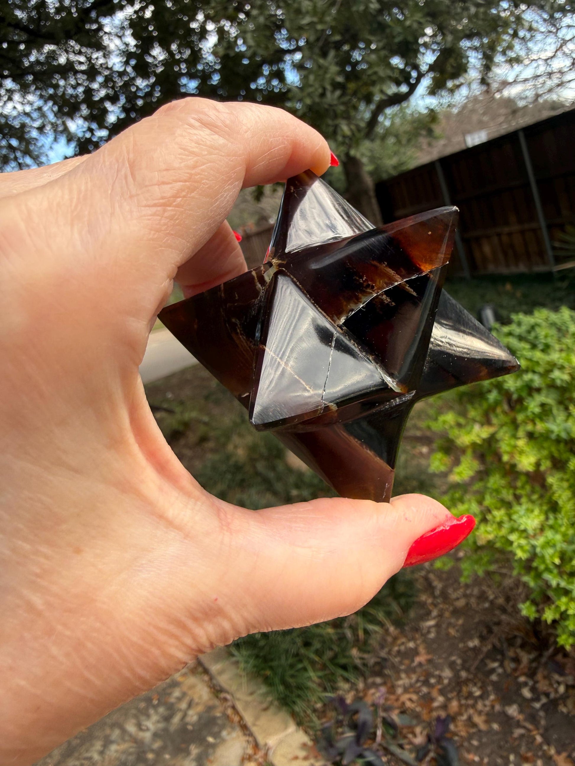 Rare Brown Amber Merkaba, Glorious Beautiful Amazing Color, altar, gift, new, 3”, healing crystals