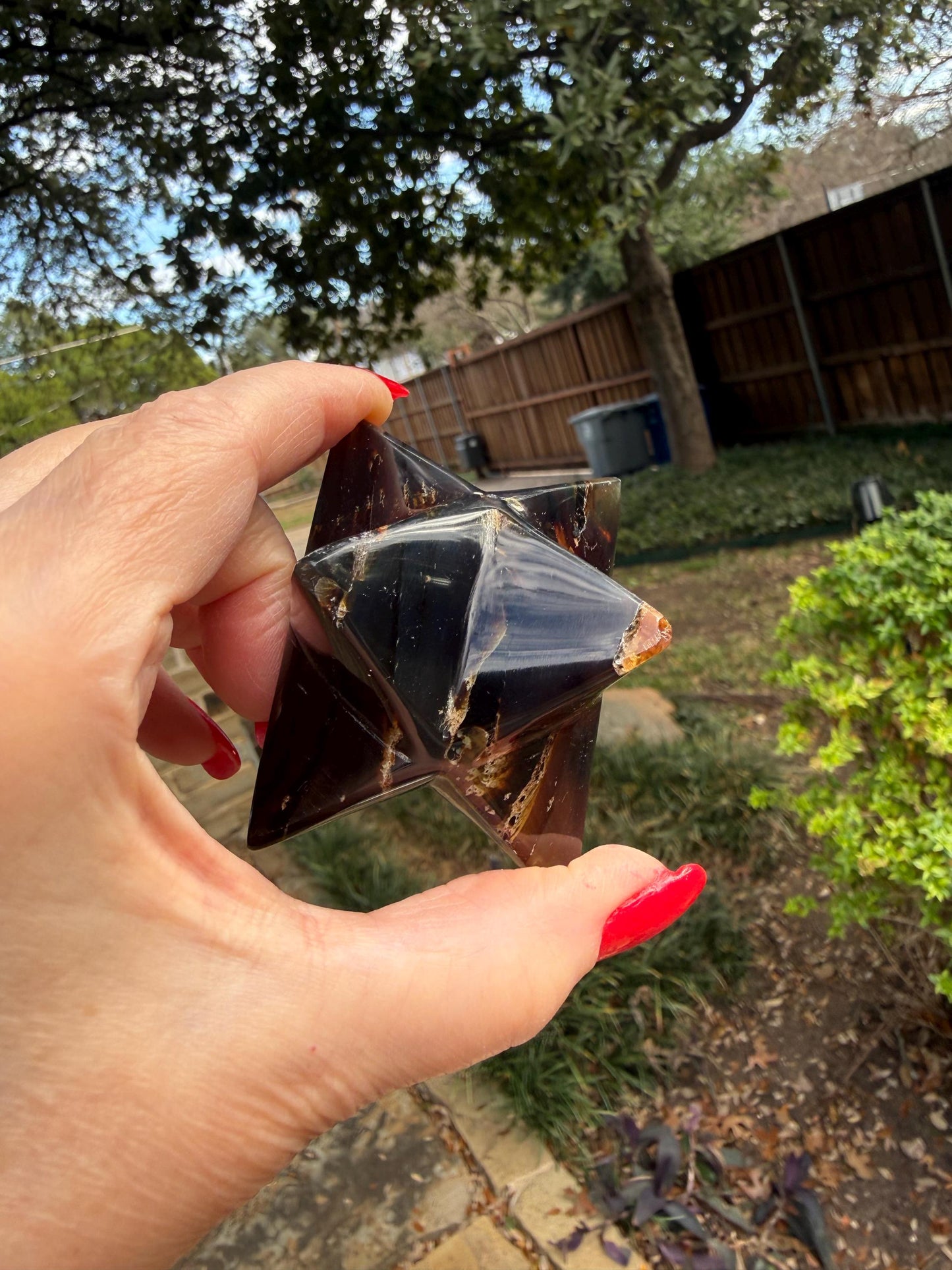 Rare Brown Amber Merkaba, Glorious Beautiful Amazing Color, altar, gift, new, 3”, healing crystals