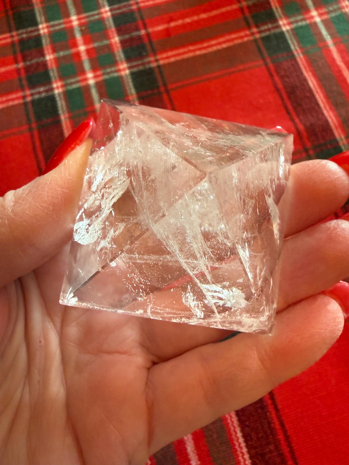 Lemurian Quartz Pyramid, new, 2”, Polished cut carving, rainbows, fine, Lemurian healing, high vibration crystals