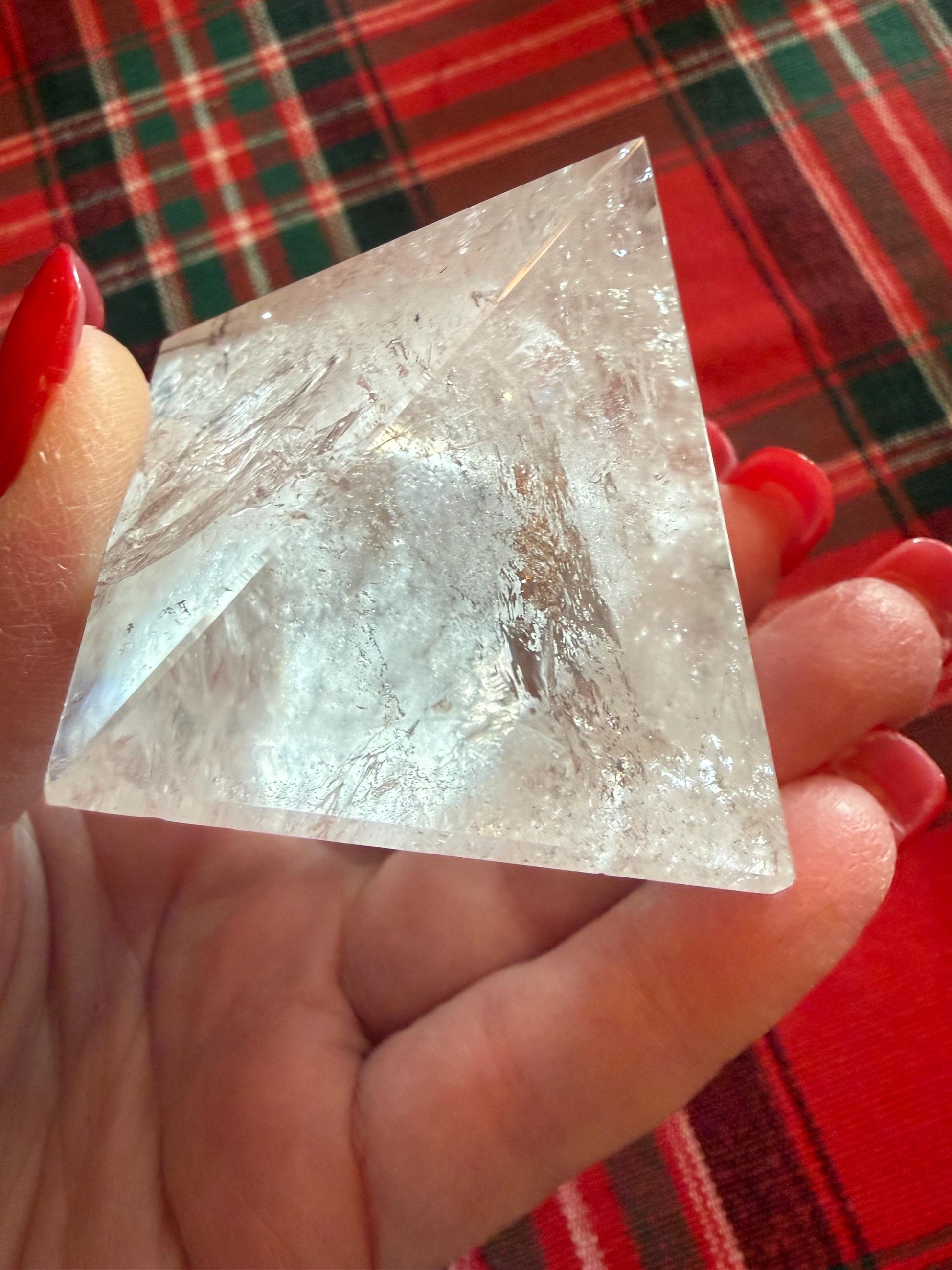 Lemurian Quartz Pyramid, new, 2”, Polished cut carving, rainbows, fine, Lemurian healing, high vibration crystals