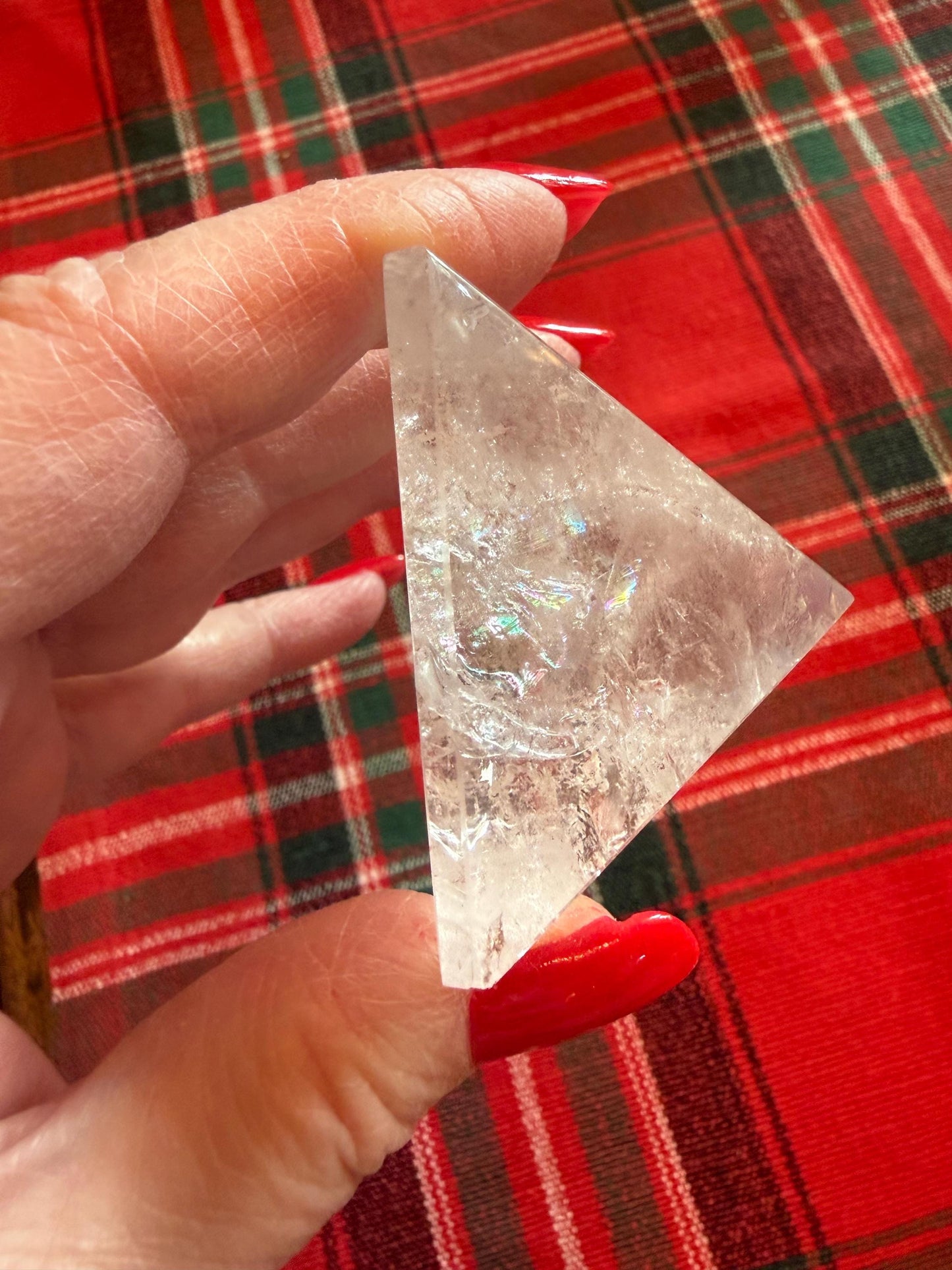Lemurian Quartz Pyramid, new, 2”, Polished cut carving, rainbows, fine, Lemurian healing, high vibration crystals