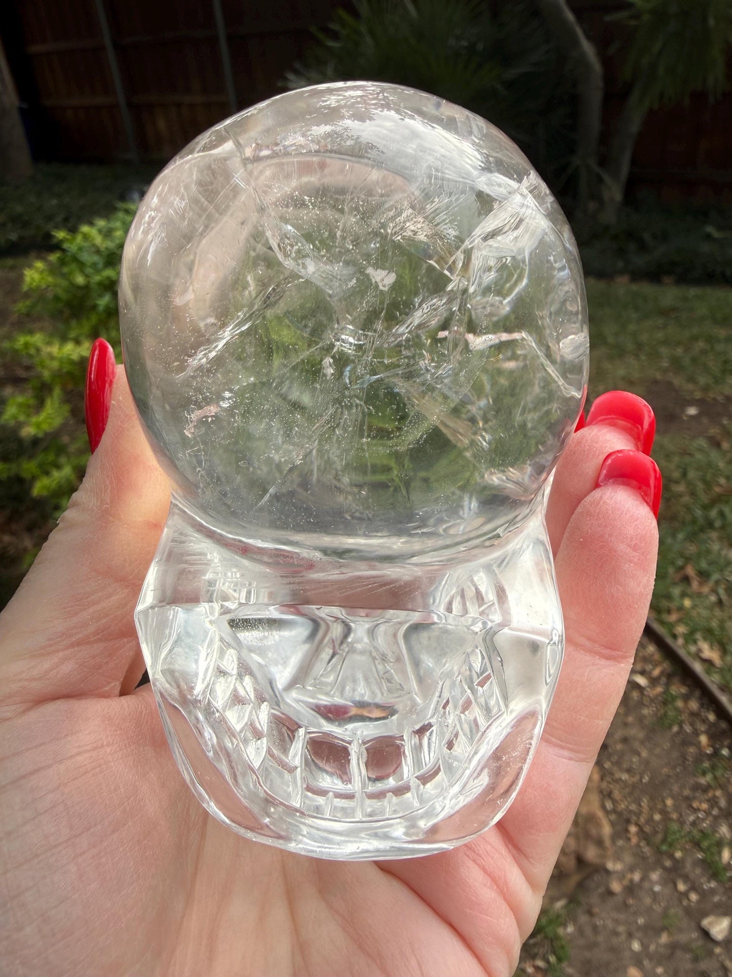 4” Lemurian Quartz stunning skull carving, high vibration crystals, altar, King Arthur