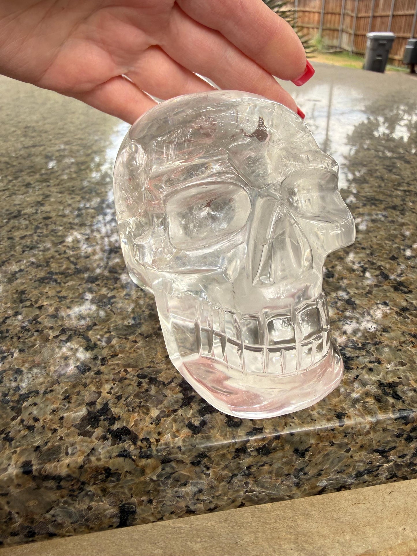 4” Lemurian Quartz stunning skull carving, high vibration crystals, altar, King Arthur