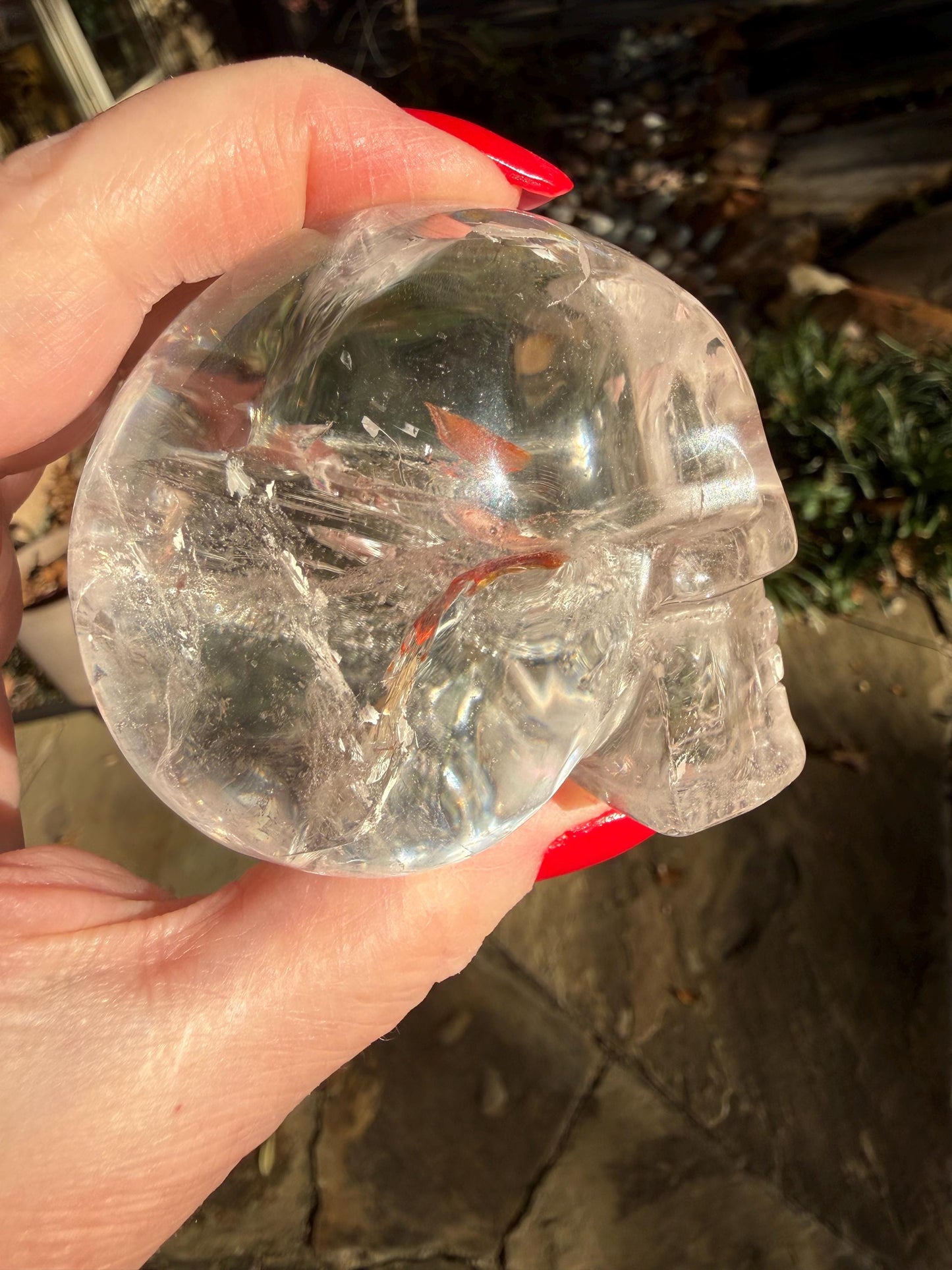 Lemurian Quartz stunning skull carving, high vibration crystals, altar, 2.75”