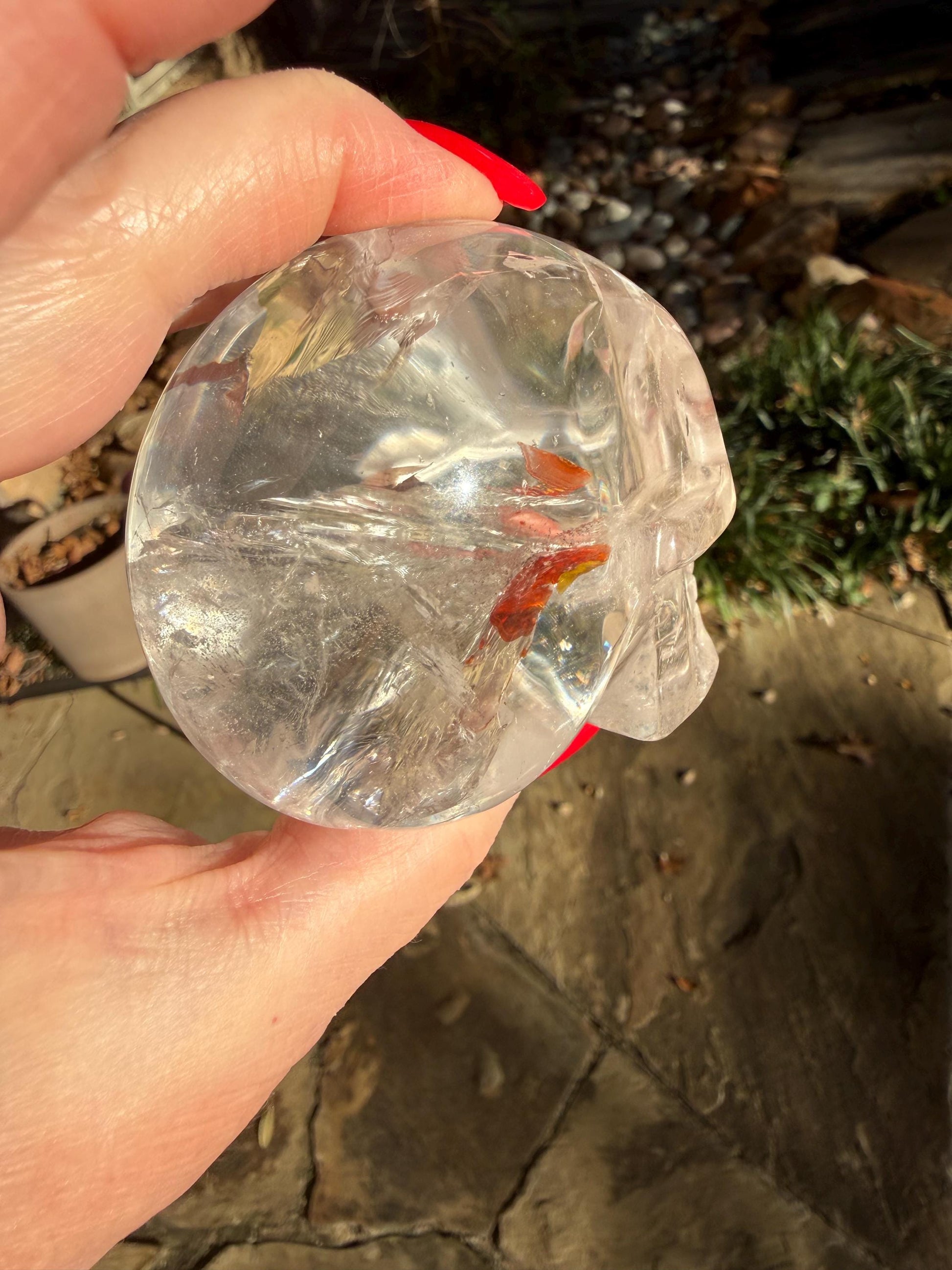 Lemurian Quartz stunning skull carving, high vibration crystals, altar, 2.75”