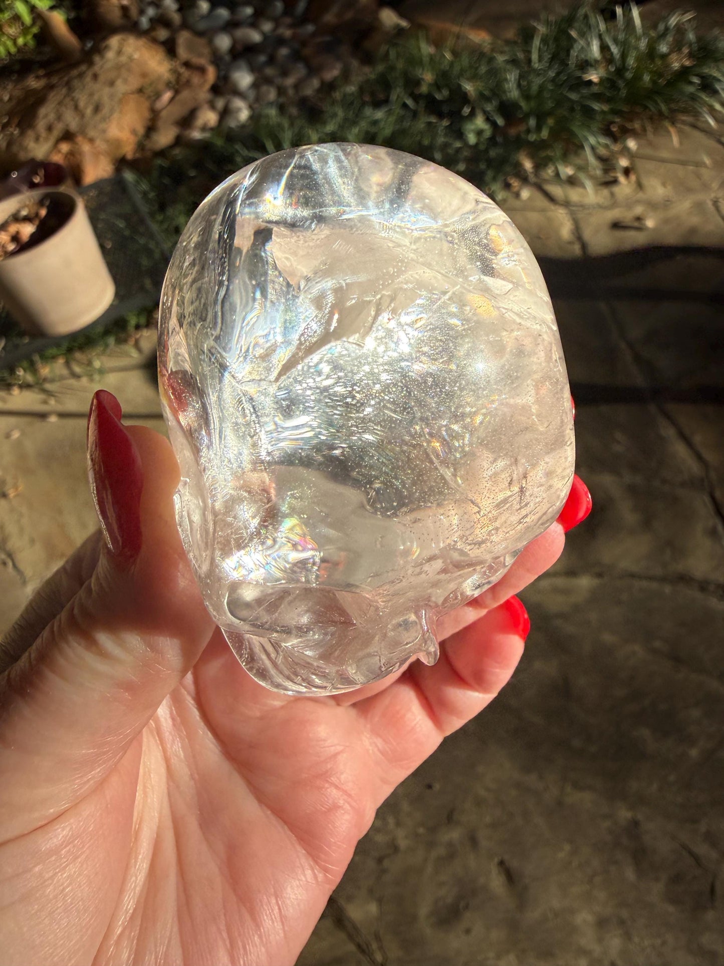 Lemurian Quartz stunning skull carving, high vibration crystals, altar, 2.75”