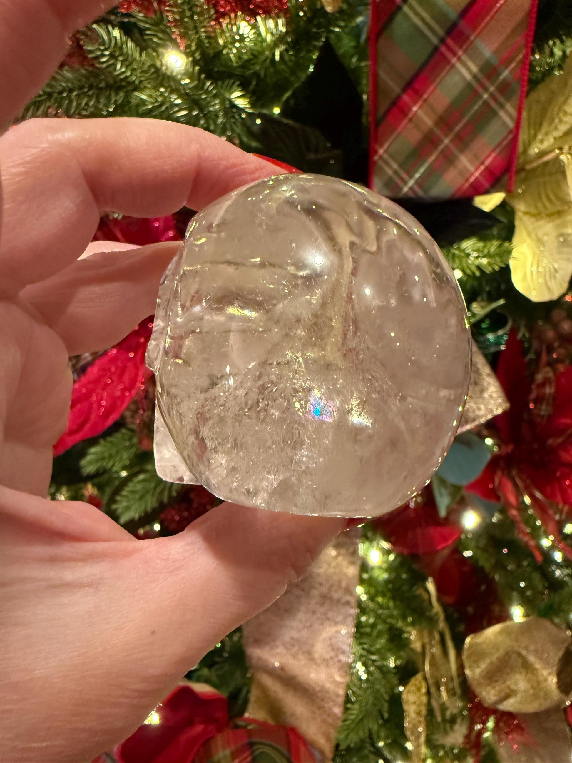 Lemurian Quartz stunning skull carving, high vibration crystals, altar, 3”