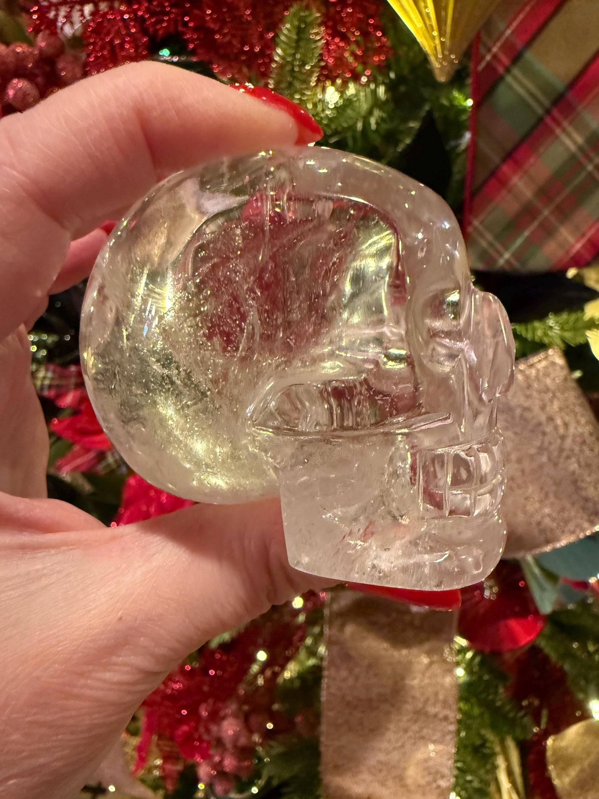 Lemurian Quartz stunning skull carving, high vibration crystals, altar, 3”