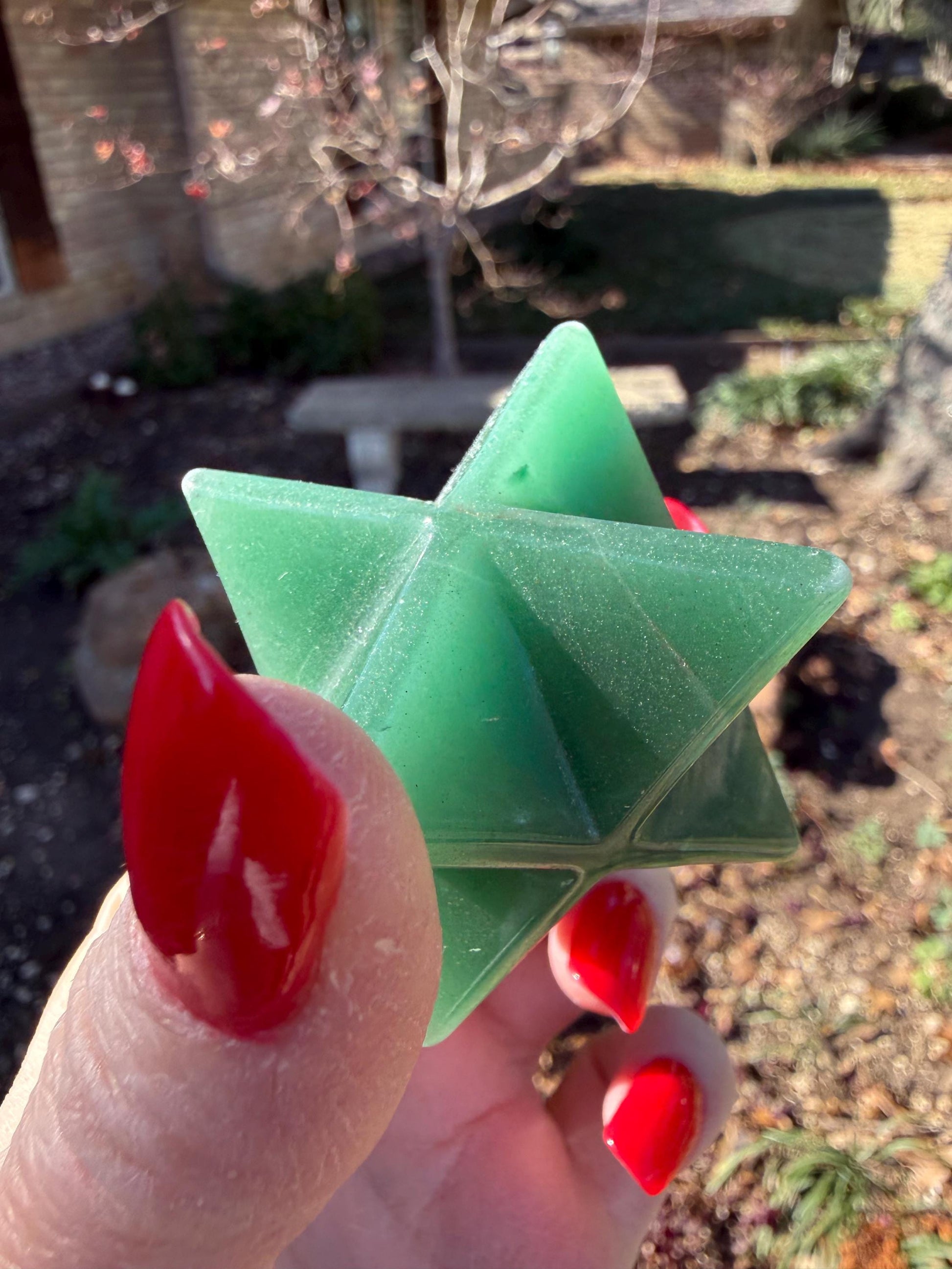 Green Aventurine Merkaba Star, New, Gifts, abundance, high vibration crystal healing, 2.5”