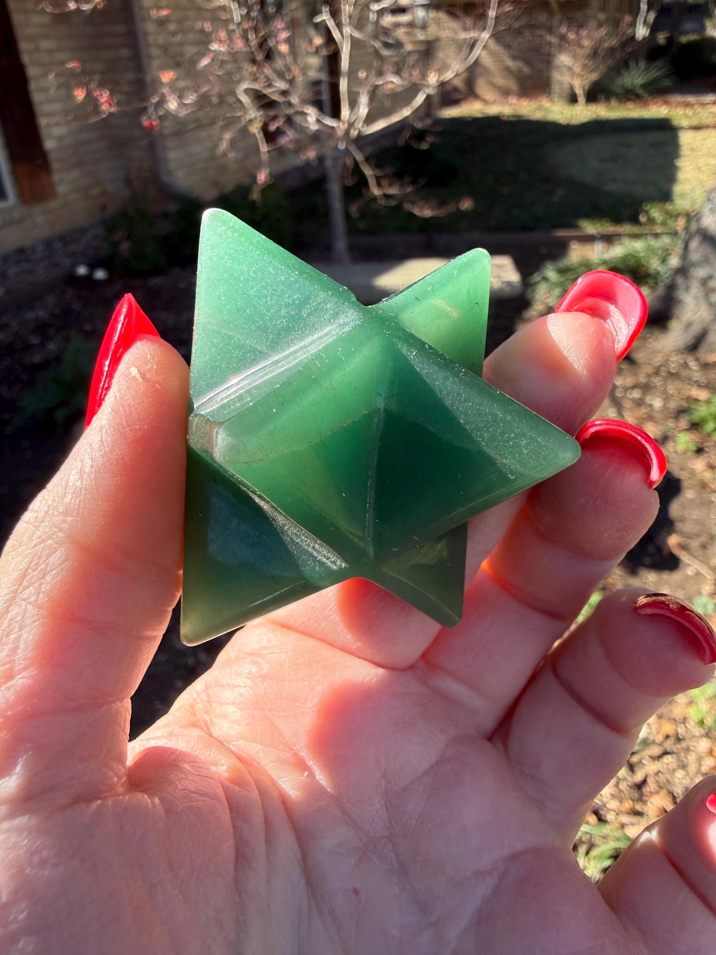Green Aventurine Merkaba Star, New, Gifts, abundance, high vibration crystal healing, 2.5”