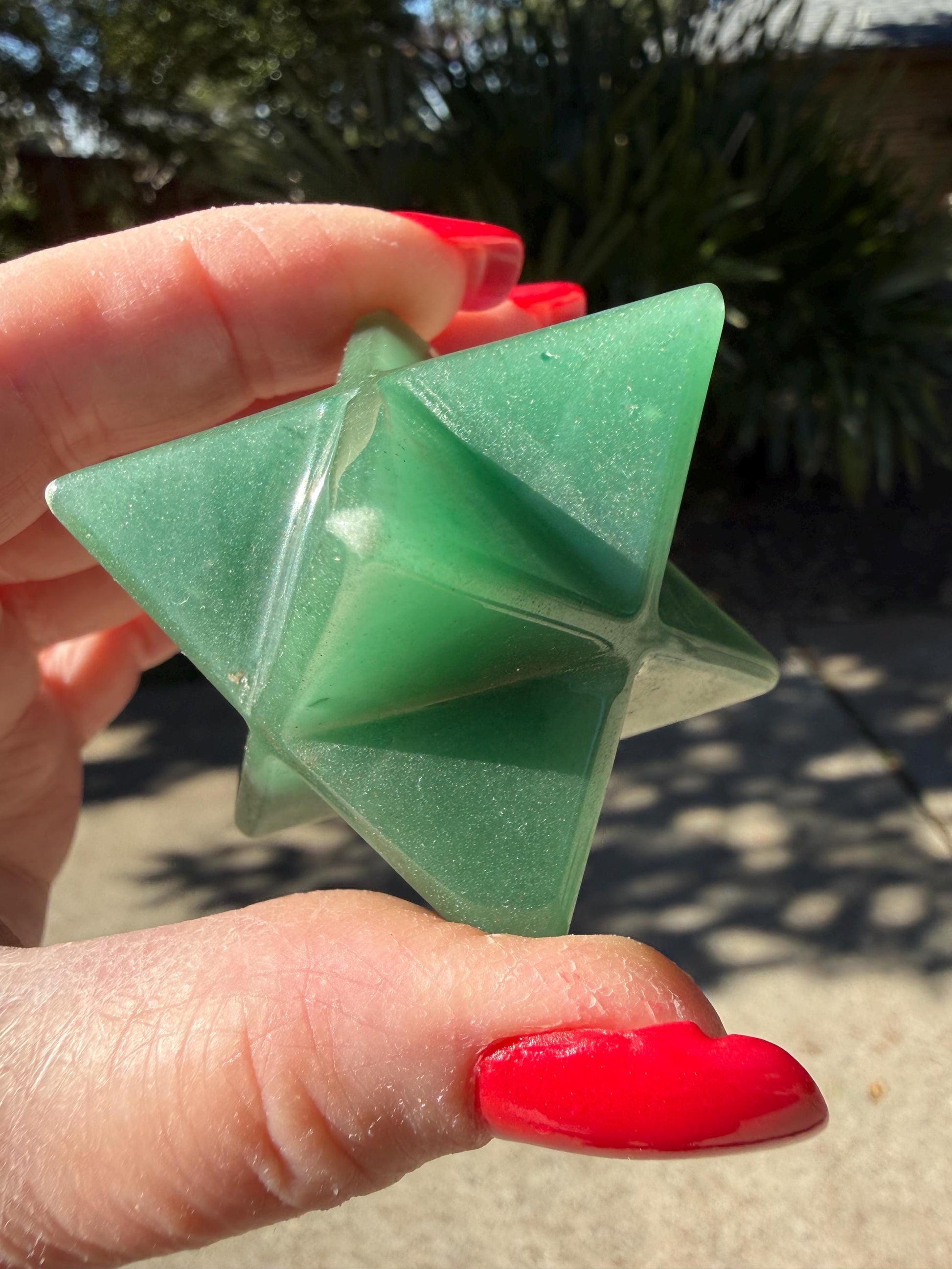 Green Aventurine Merkaba Star, New, Gifts, abundance, high vibration crystal healing, 2.5”