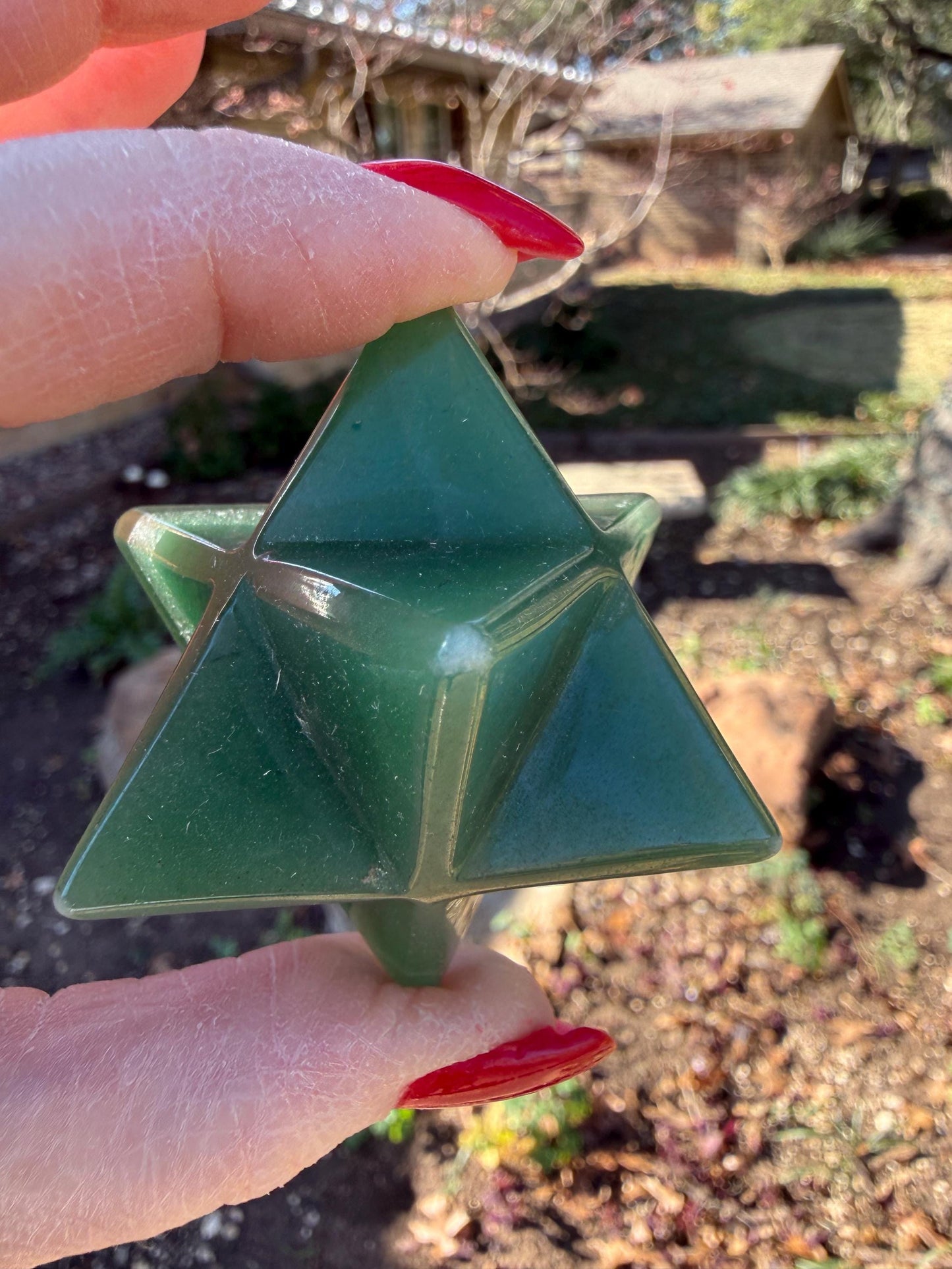 Green Aventurine Merkaba Star, New, Gifts, abundance, high vibration crystal healing, 2.5”