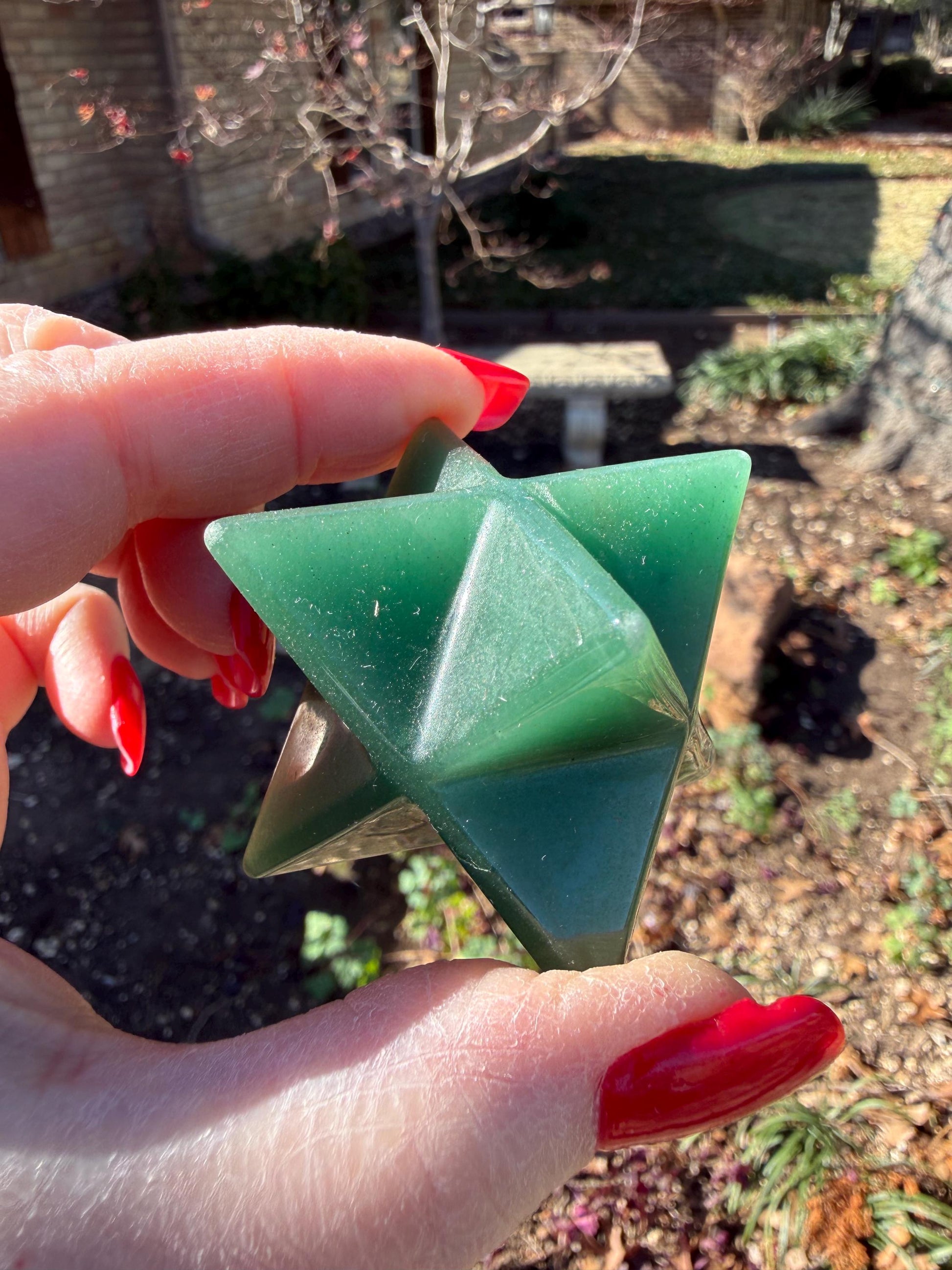 Green Aventurine Merkaba Star, New, Gifts, abundance, high vibration crystal healing, 2.5”