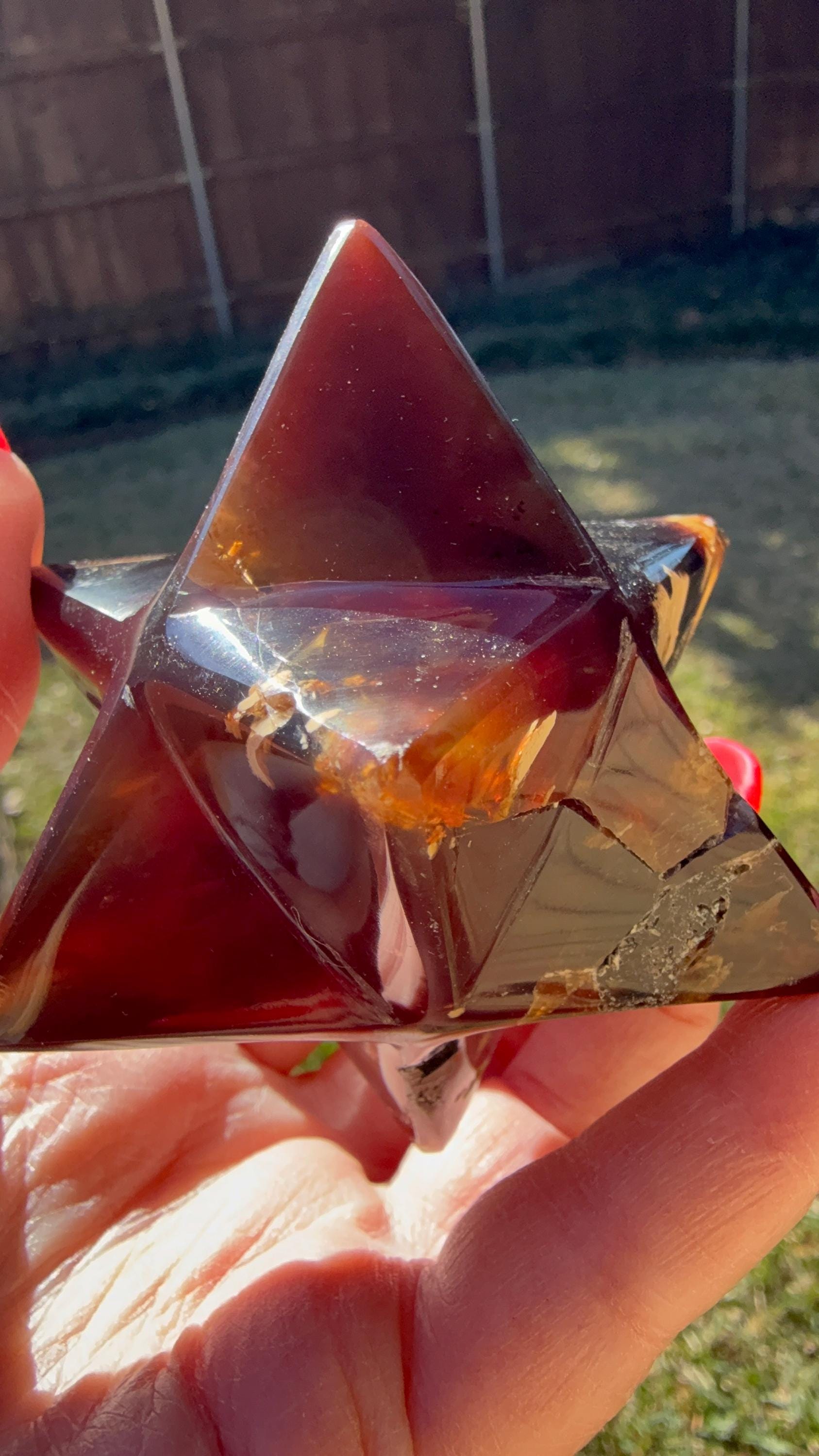 Rare Brown Amber Merkaba, Glorious Beautiful Amazing Color, altar, gift, new, 3.25”, healing crystals