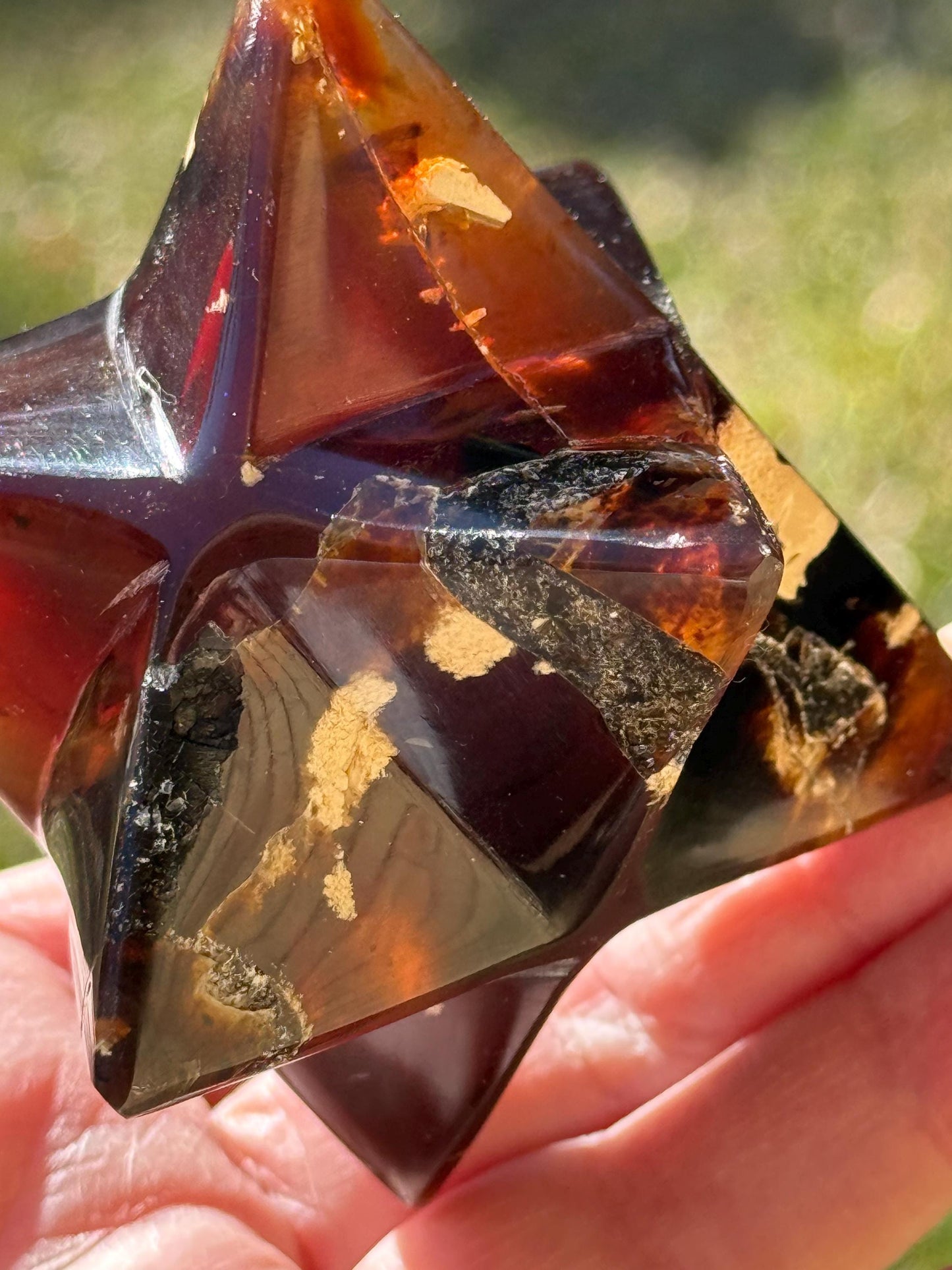 Rare Brown Amber Merkaba, Glorious Beautiful Amazing Color, altar, gift, new, 3.25”, healing crystals