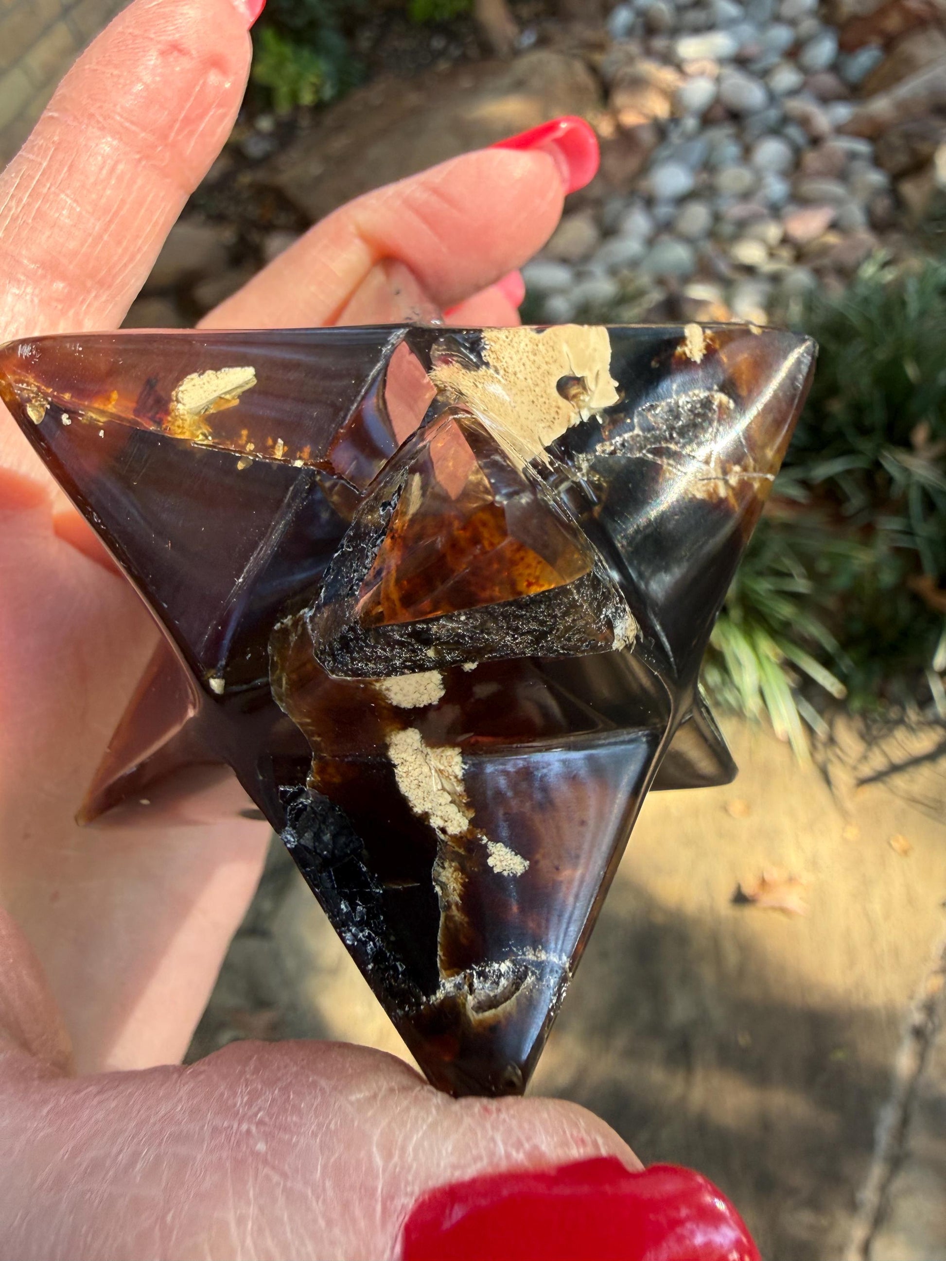 Rare Brown Amber Merkaba, Glorious Beautiful Amazing Color, altar, gift, new, 3.25”, healing crystals