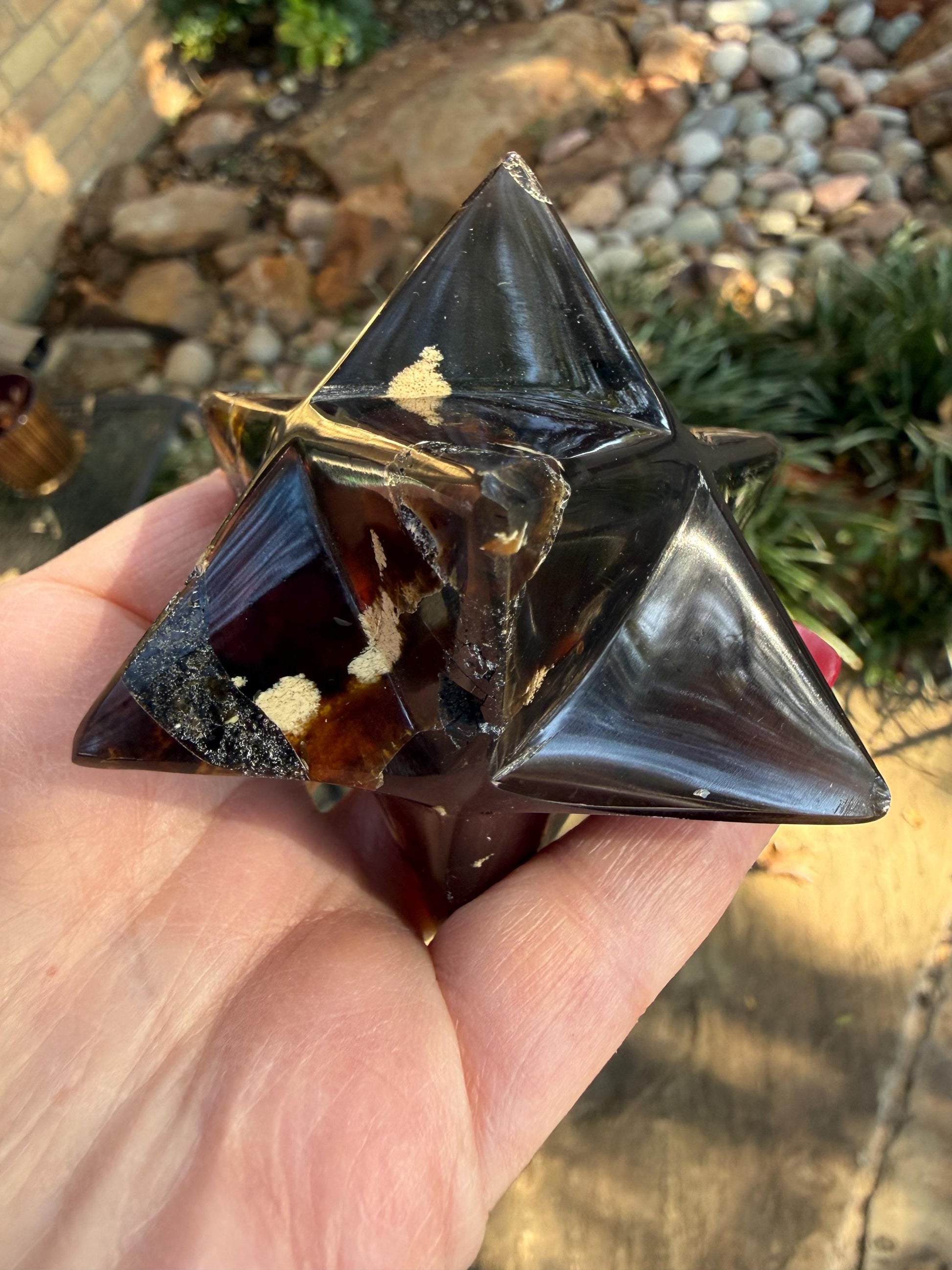 Rare Brown Amber Merkaba, Glorious Beautiful Amazing Color, altar, gift, new, 3.25”, healing crystals