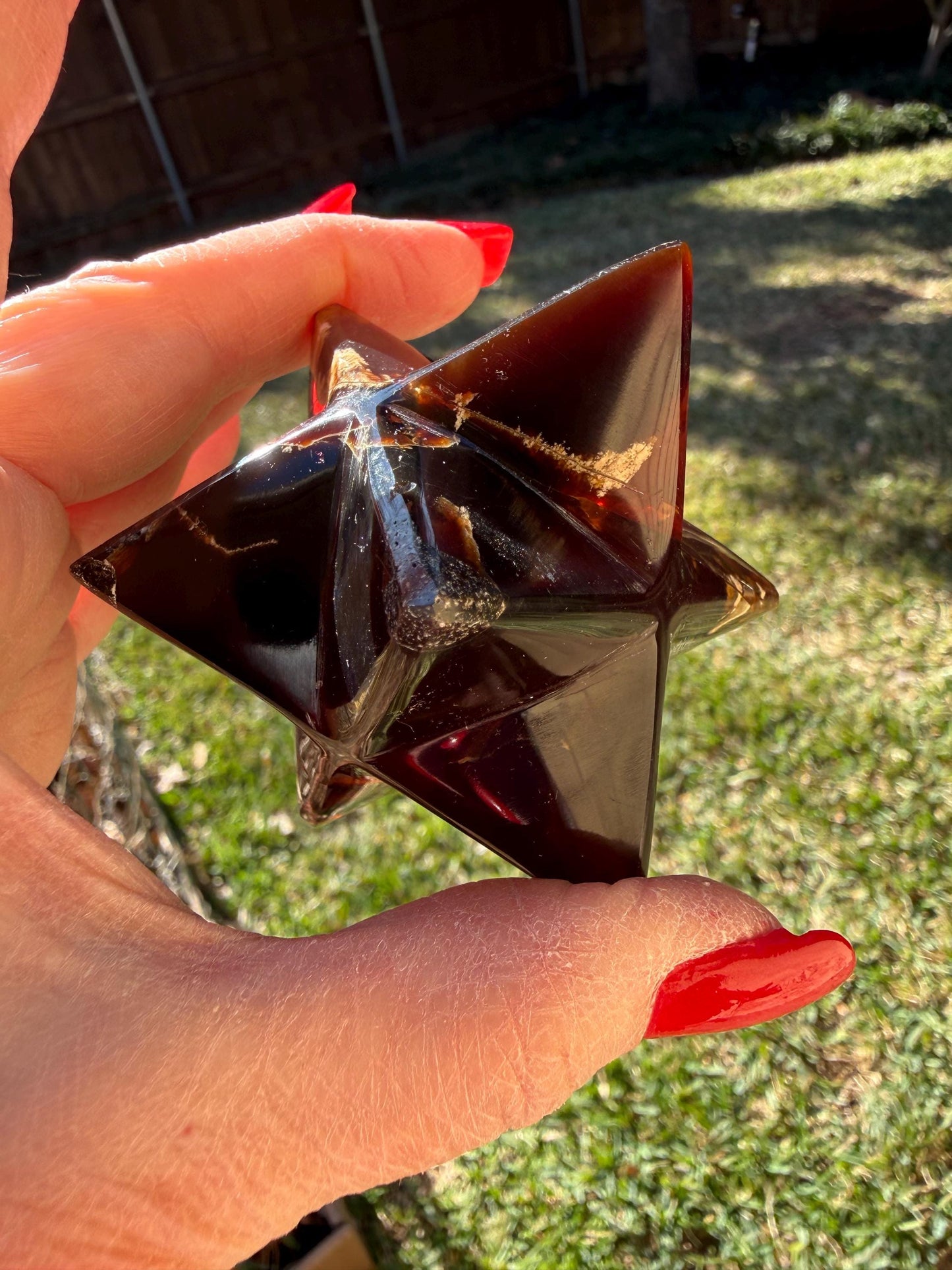 Rare Brown Amber Merkaba, Glorious Beautiful Amazing Color, altar, gift, new, 3.25”, healing crystals