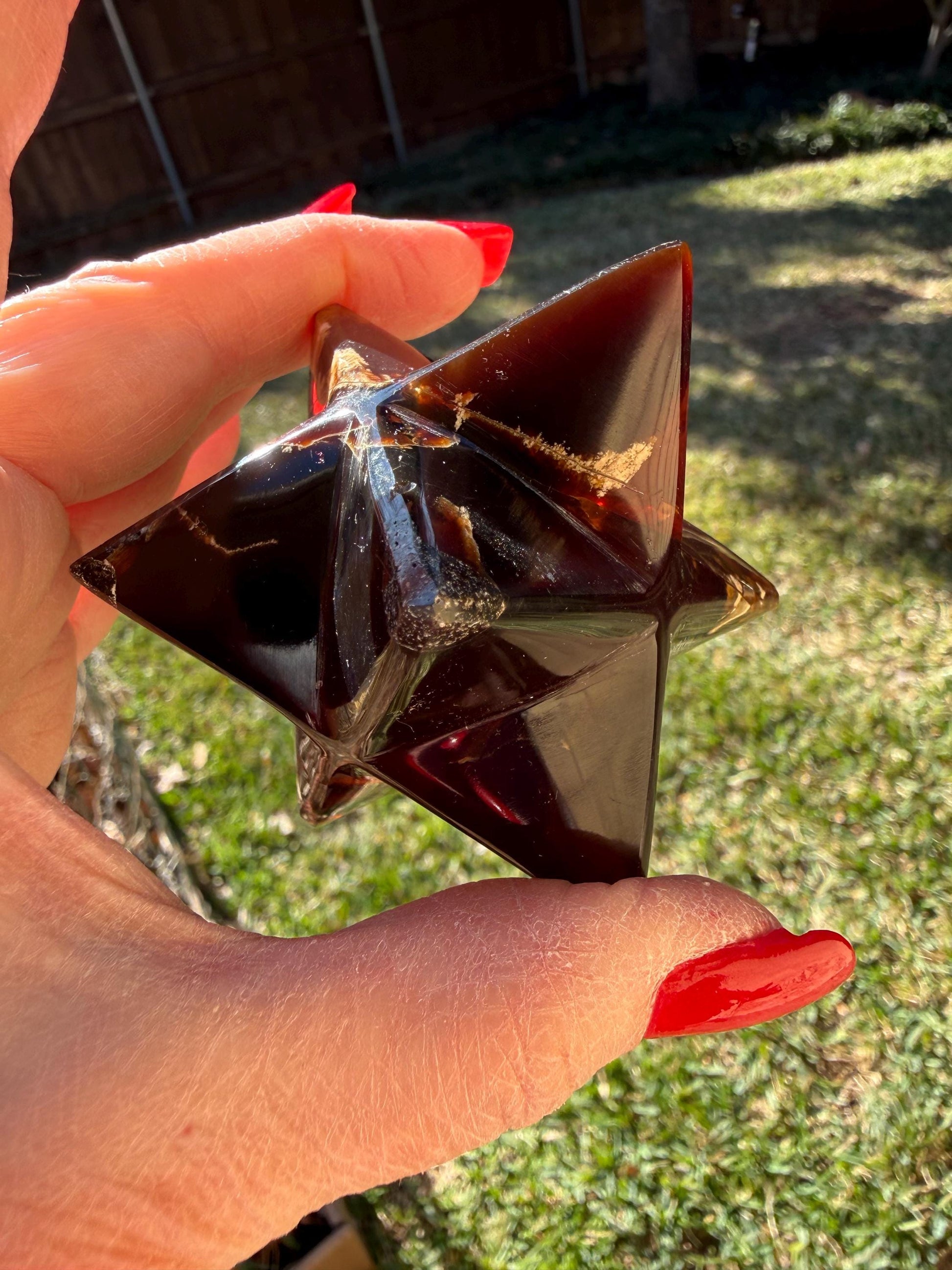 Rare Brown Amber Merkaba, Glorious Beautiful Amazing Color, altar, gift, new, 3.25”, healing crystals