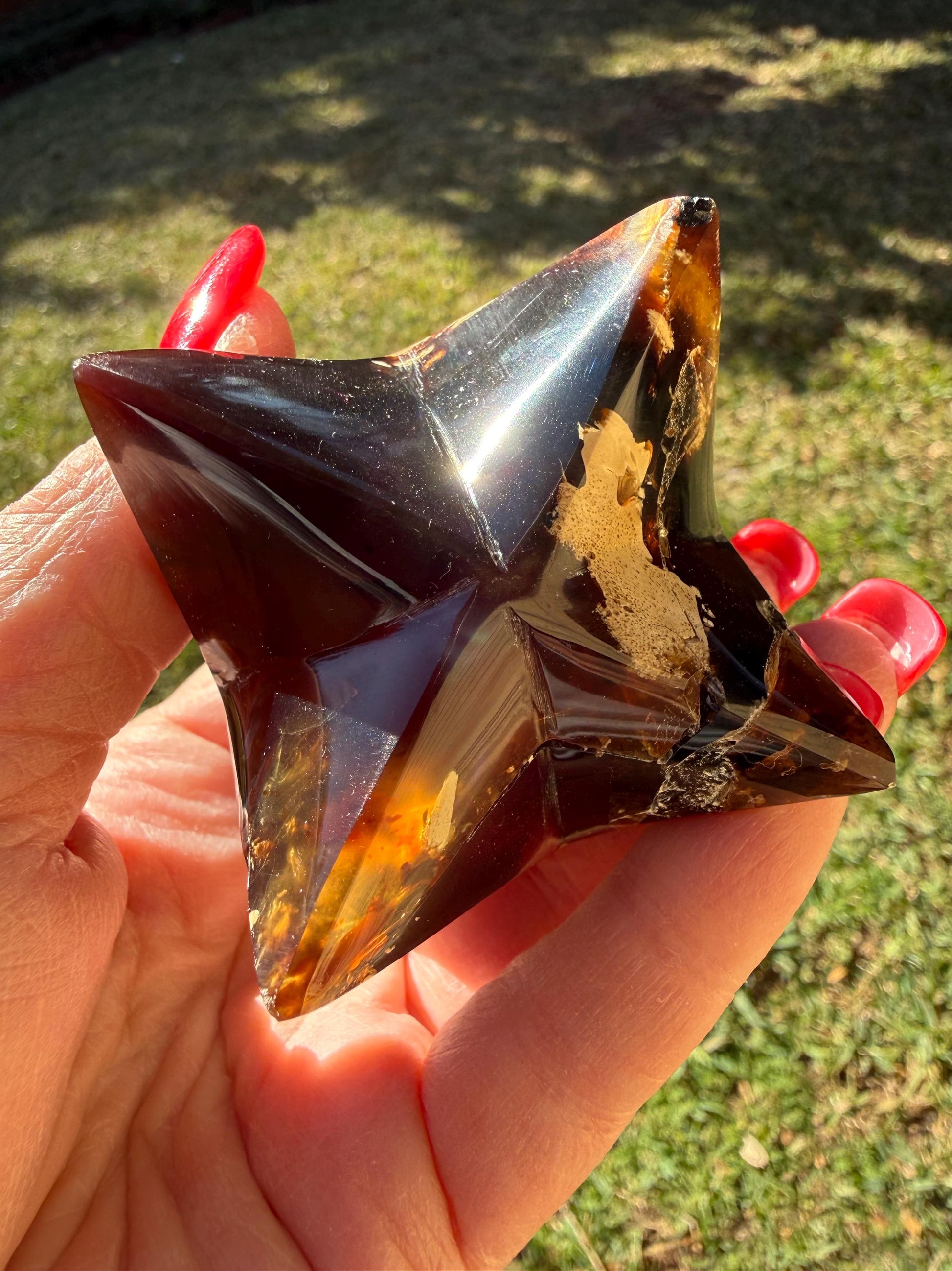 Rare Brown Amber Merkaba, Glorious Beautiful Amazing Color, altar, gift, new, 3.25”, healing crystals