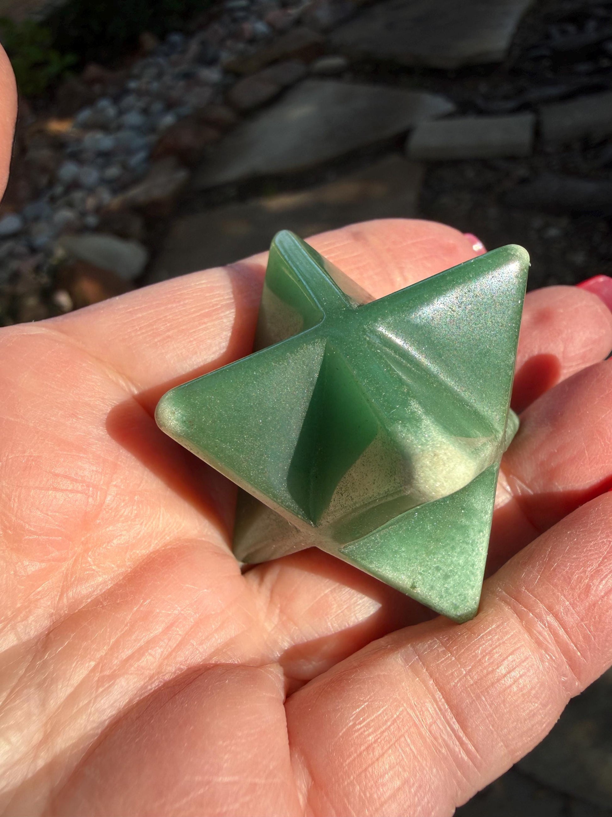 Green Aventurine Merkaba Star, New, Gifts, abundance, high vibration crystal healing, 1.75”