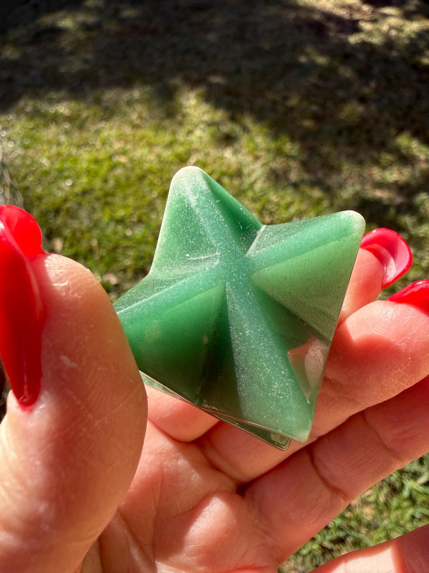 Green Aventurine Merkaba Star, New, Gifts, abundance, high vibration crystal healing, 1.75”