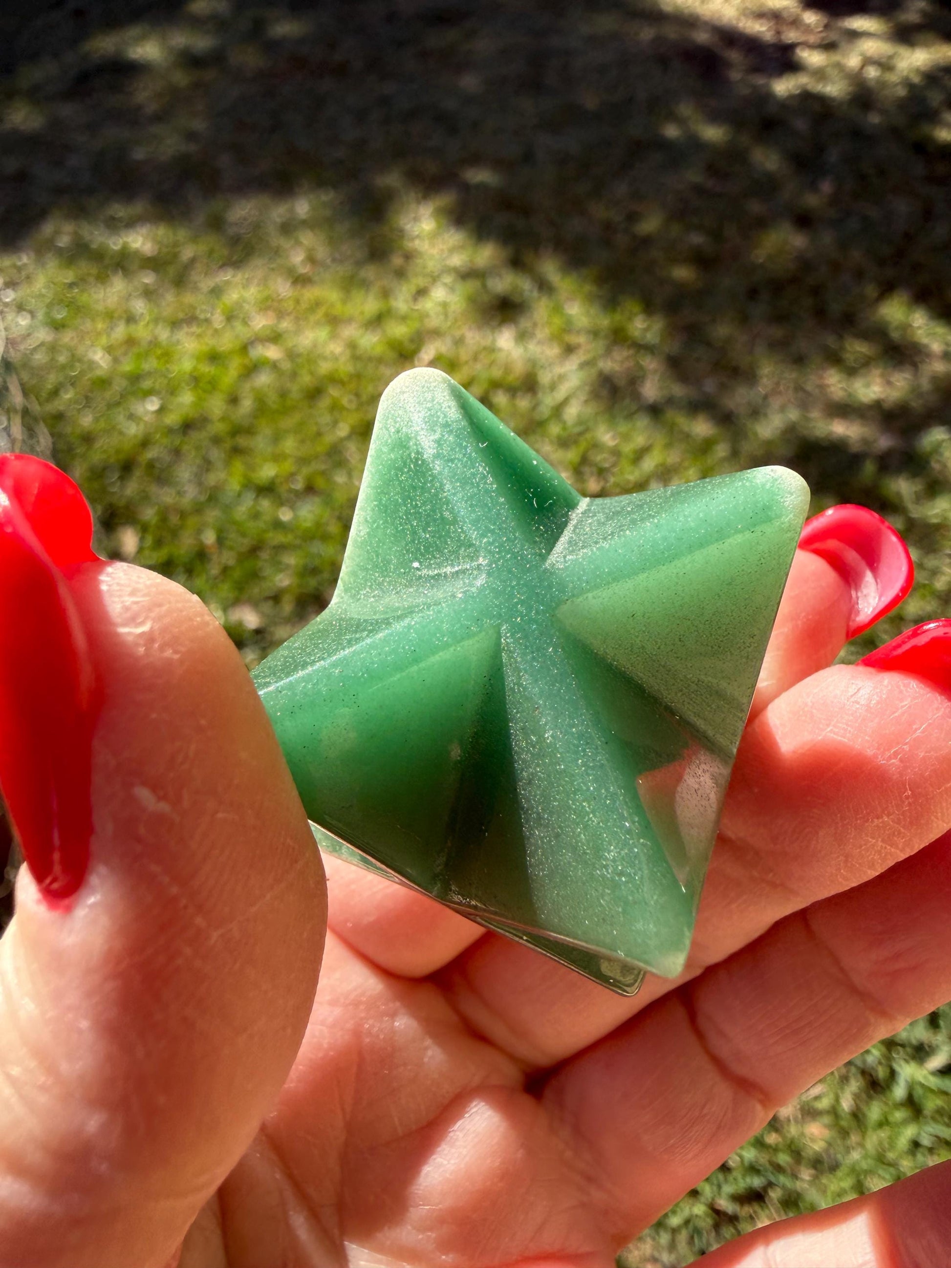 Green Aventurine Merkaba Star, New, Gifts, abundance, high vibration crystal healing, 1.75”
